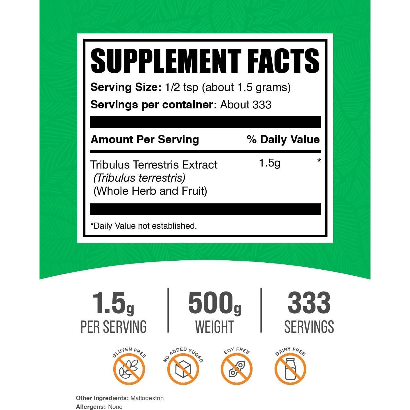 Extracto de Tribulus Terrestris en Polvo BulkSupplements 500g