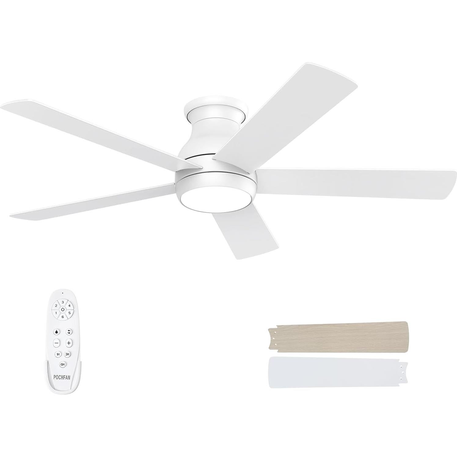 Ventilador de Techo POCHFAN 52 cm con Luz y Control Remoto