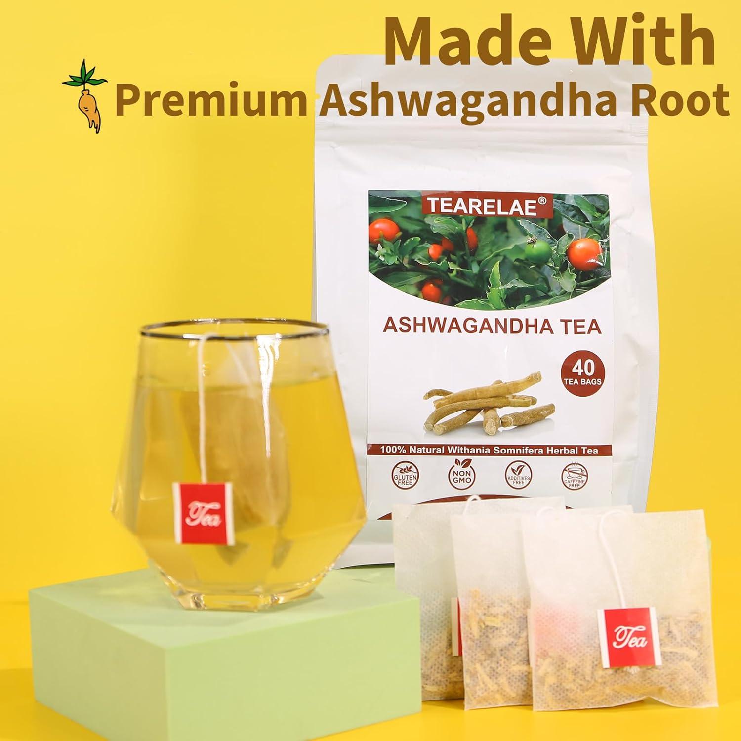 Té de Ashwagandha TEARELAE - 40 Bolsitas de 2.5g - Sin Cafeína