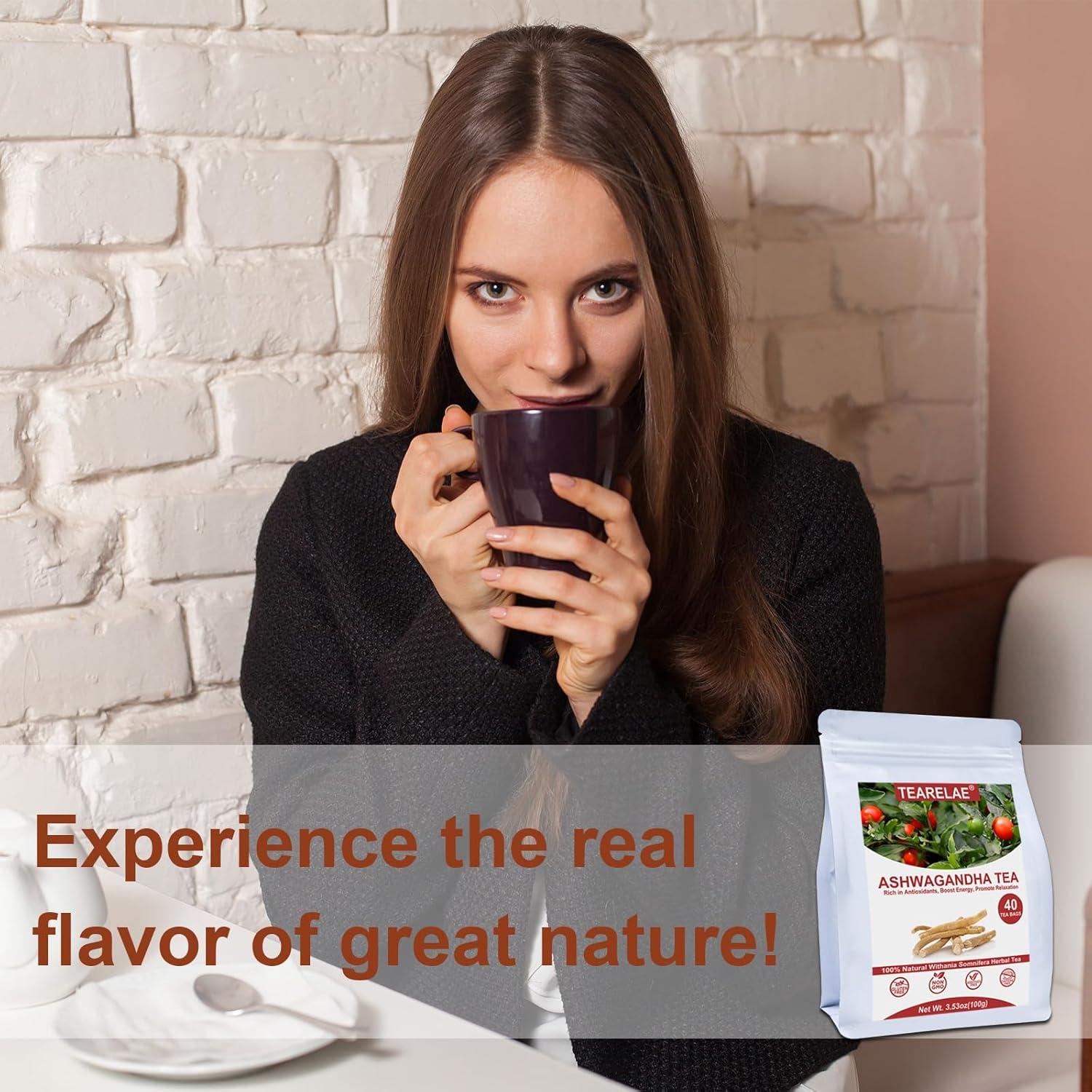 Té de Ashwagandha TEARELAE - 40 Bolsitas de 2.5g - Sin Cafeína