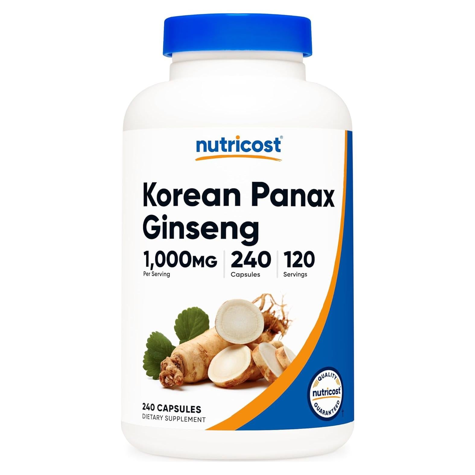 Nutricost Ginseng Coreano 1000mg 240 Cápsulas Sin Gluten