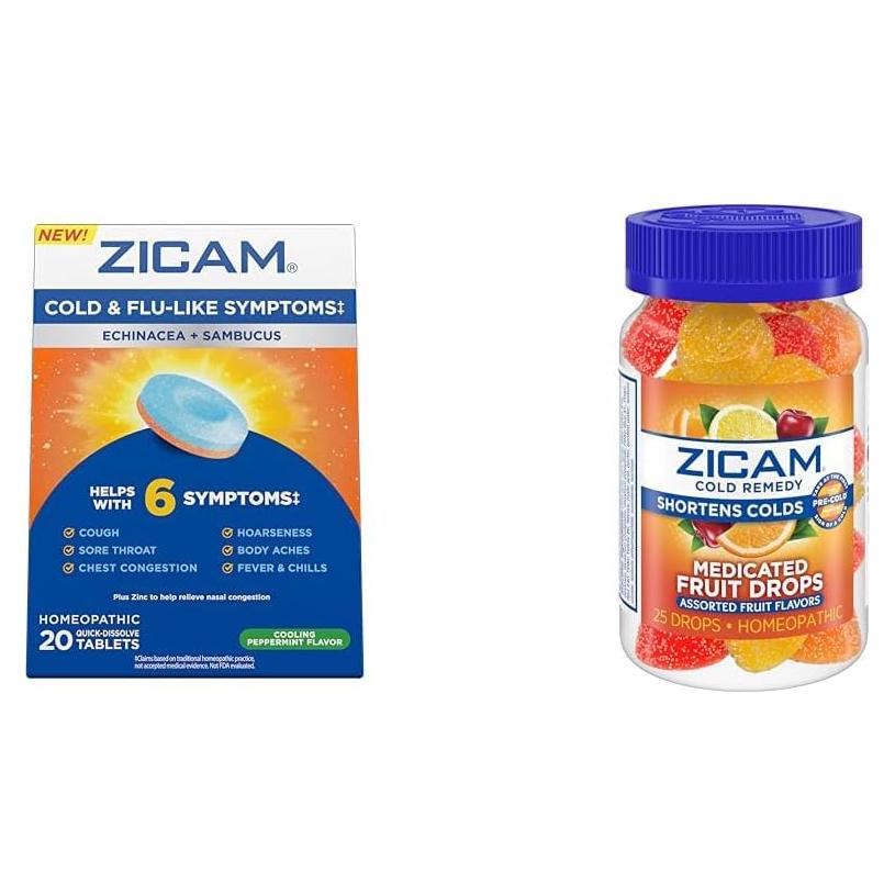 Zicam Frío y Gripe 20 Tabletas + 25 Gotas de Fruta