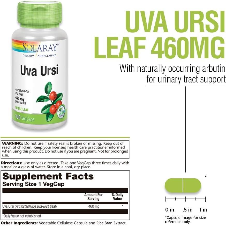 Solaray Hoja de Uva Ursi 460 mg - 100 Cápsulas Vegetarianas