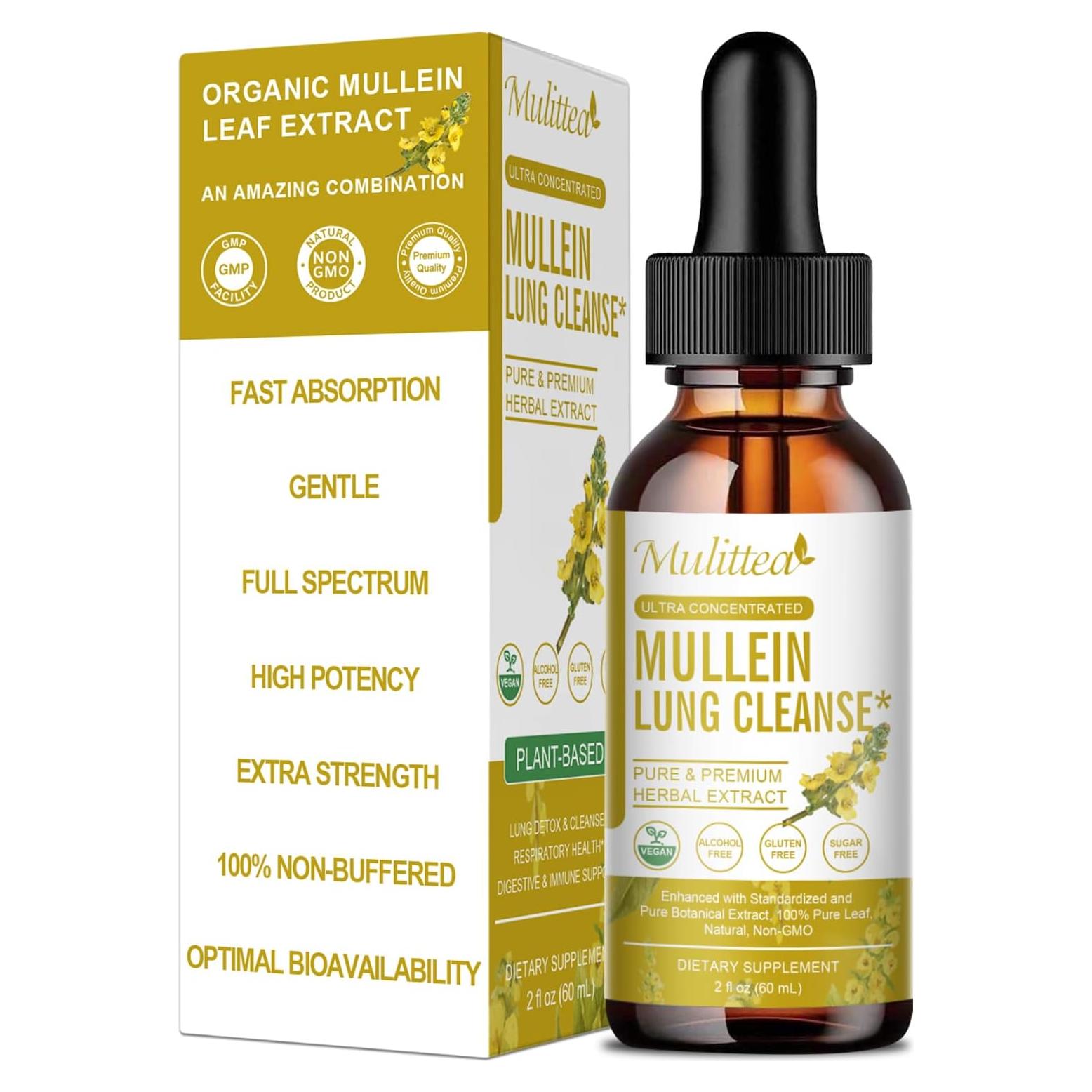 Gotas de Mullein MULITTEA 59 ml - Desintoxicación Pulmonar