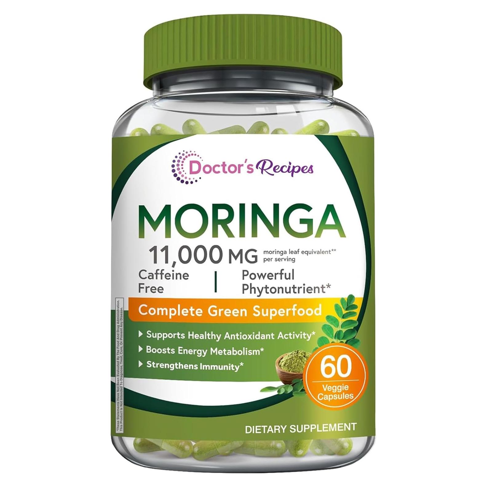 Suplemento de Moringa 11,000 mg Recetas del Doctor 60 Cápsulas Veganas