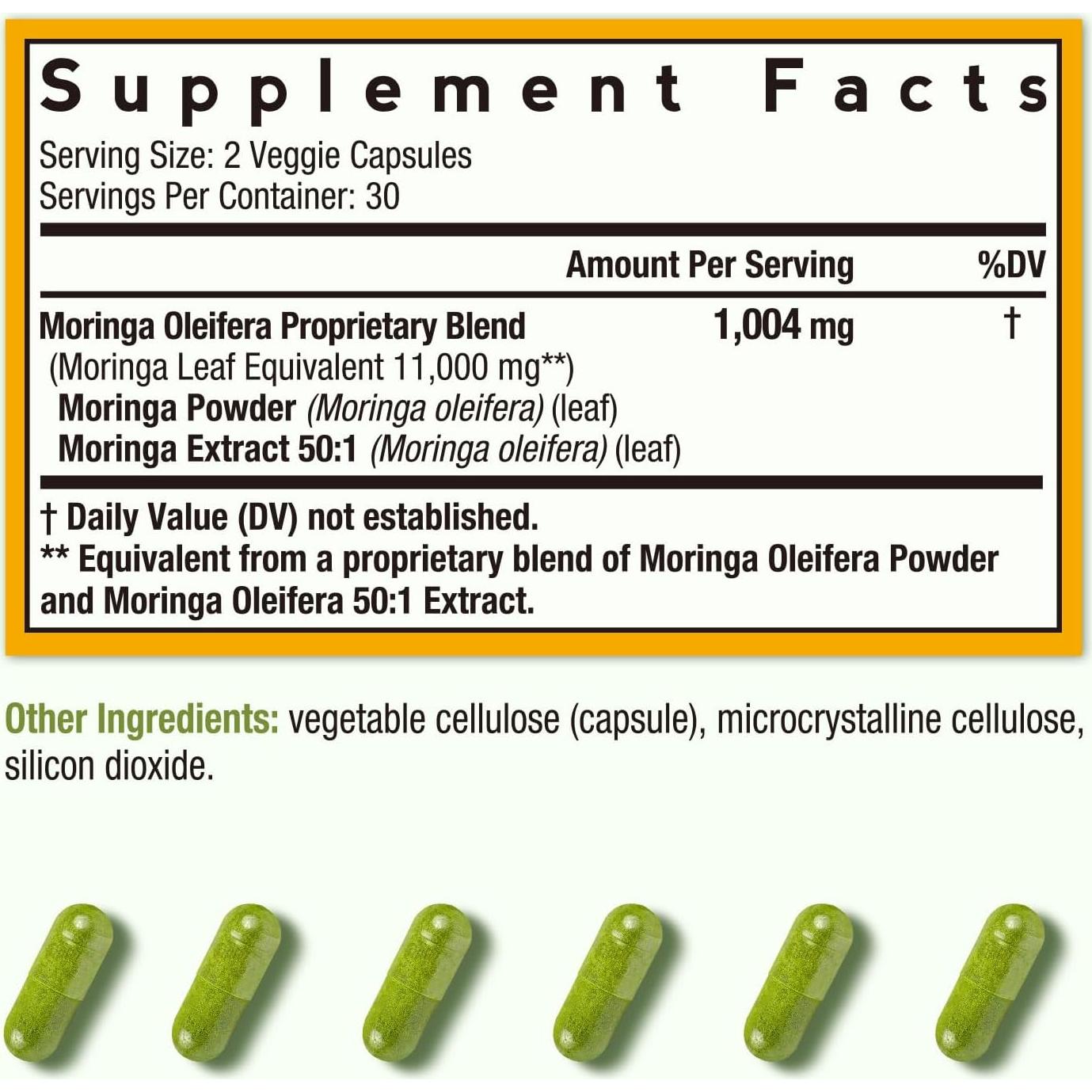 Suplemento de Moringa 11,000 mg Recetas del Doctor 60 Cápsulas Veganas