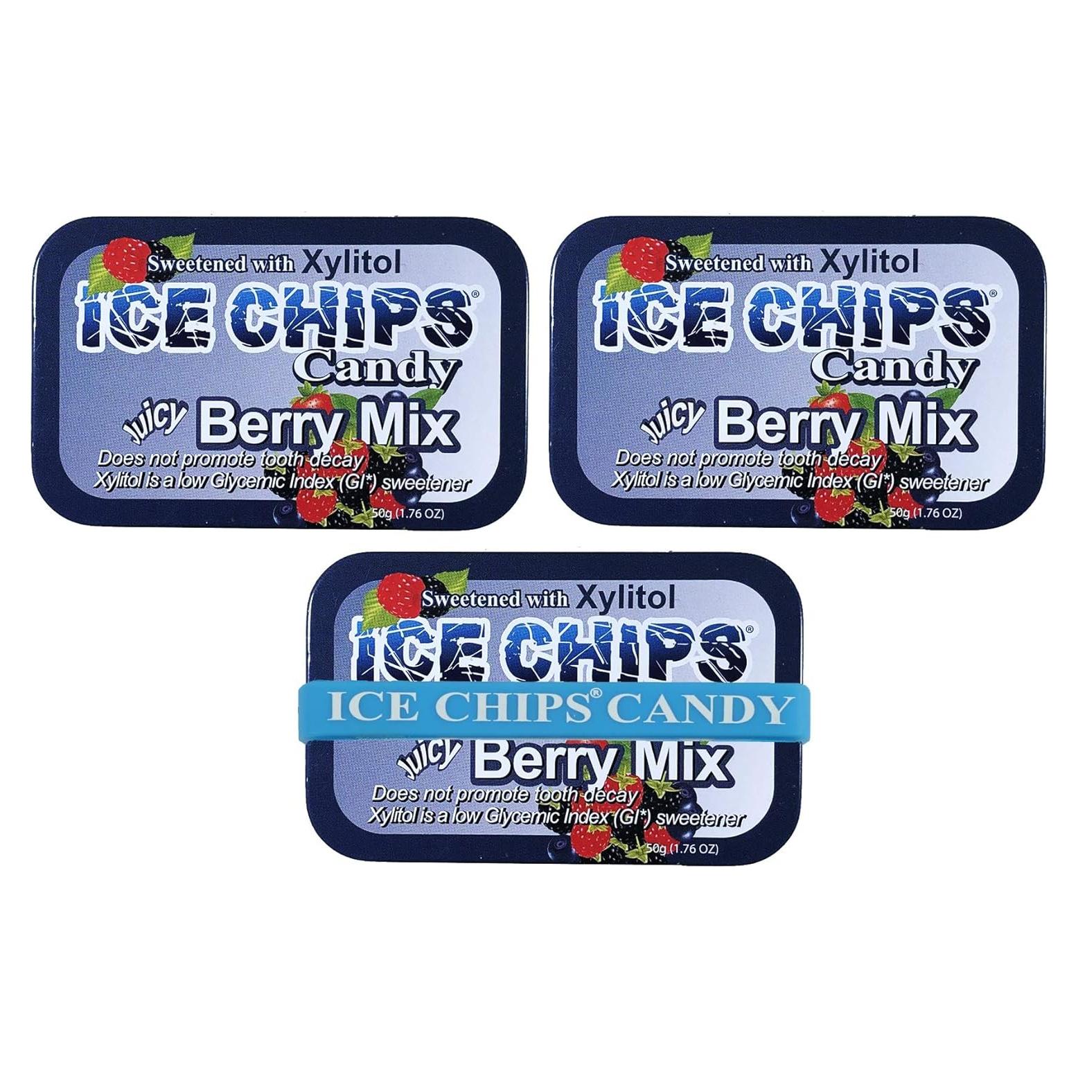 Caramelos Ice Chips Xylitol 150 g Mezcla de Bayas - Paquete de 3