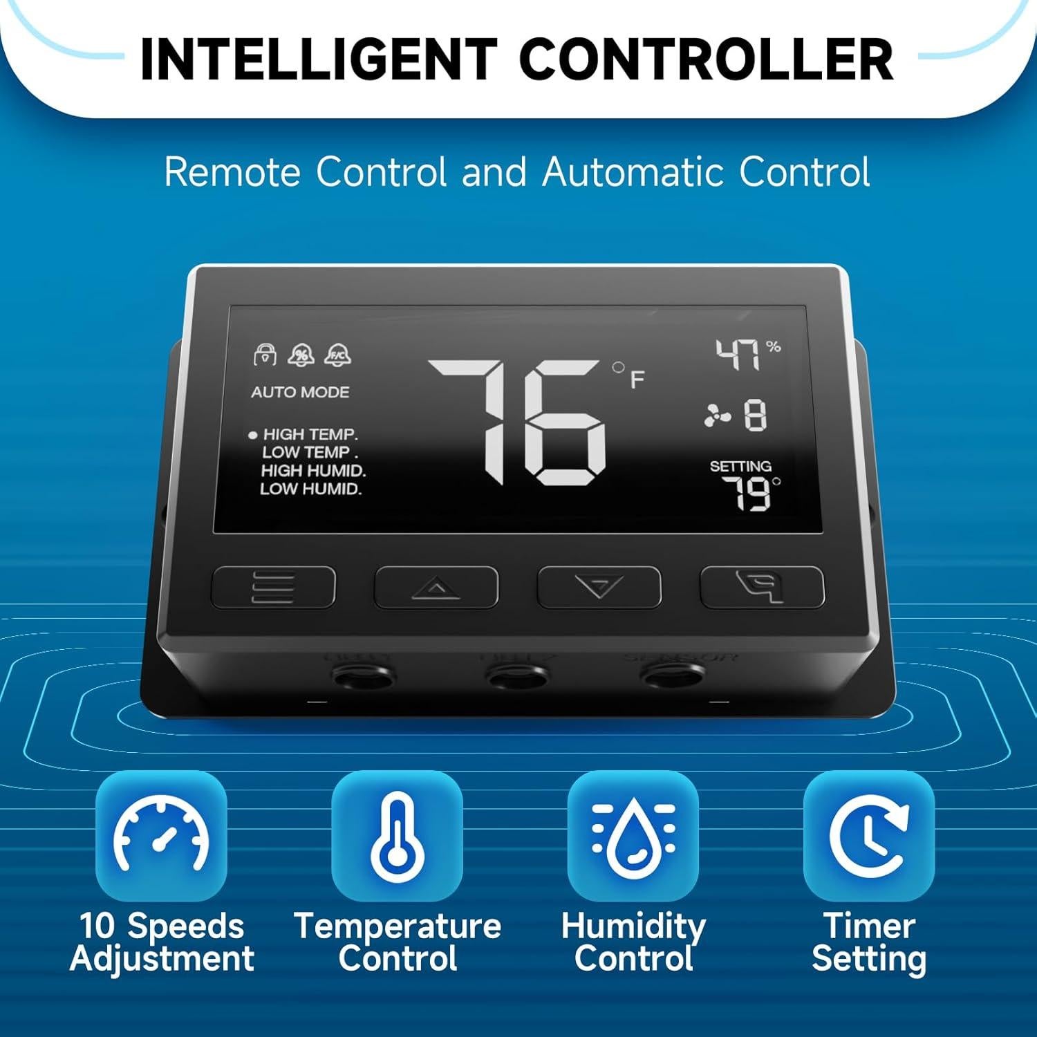 Ventilador de Escape Hon&Guan 30 cm con Controlador Inteligente