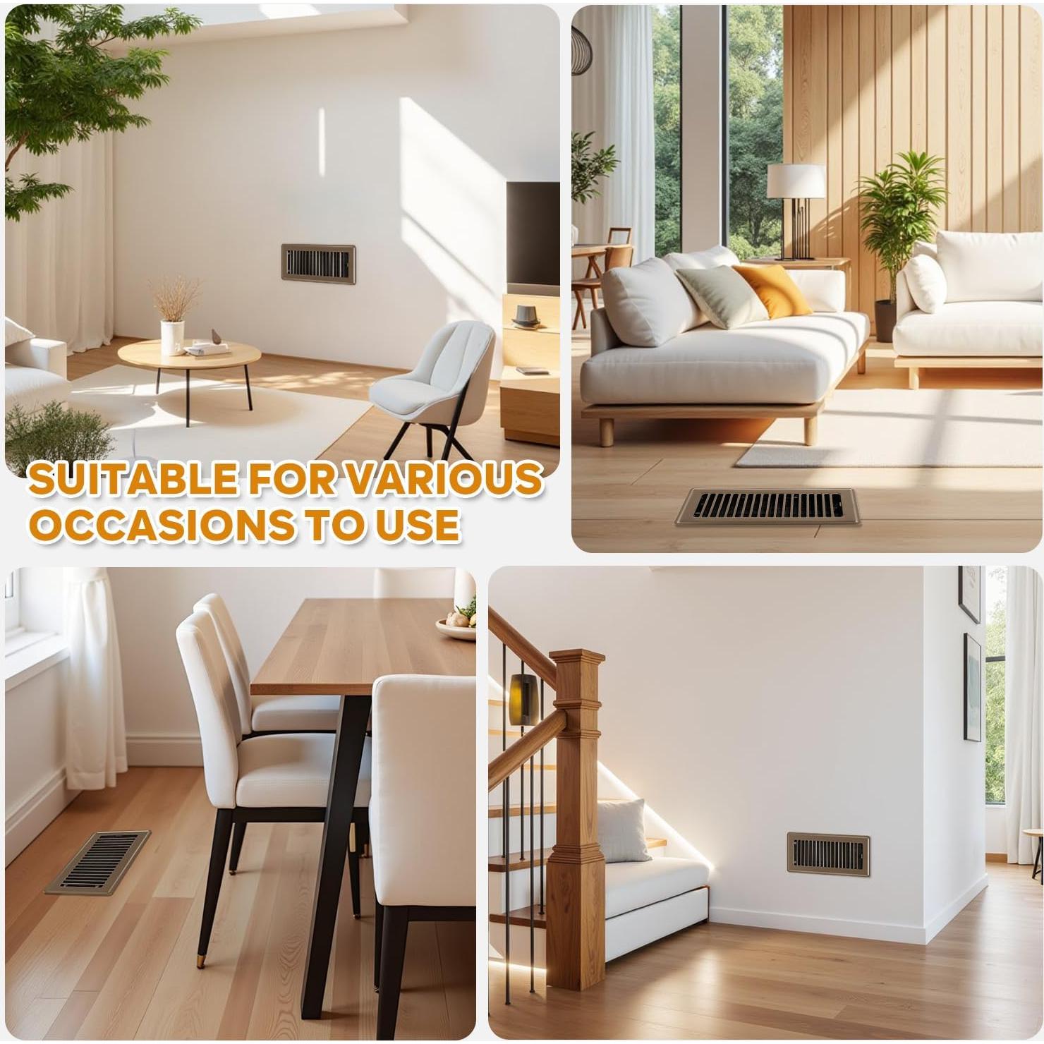 Rejilla de Piso 10x25 cm HQZHQZ - Paquete de 12 Cubiertas de Ventilación