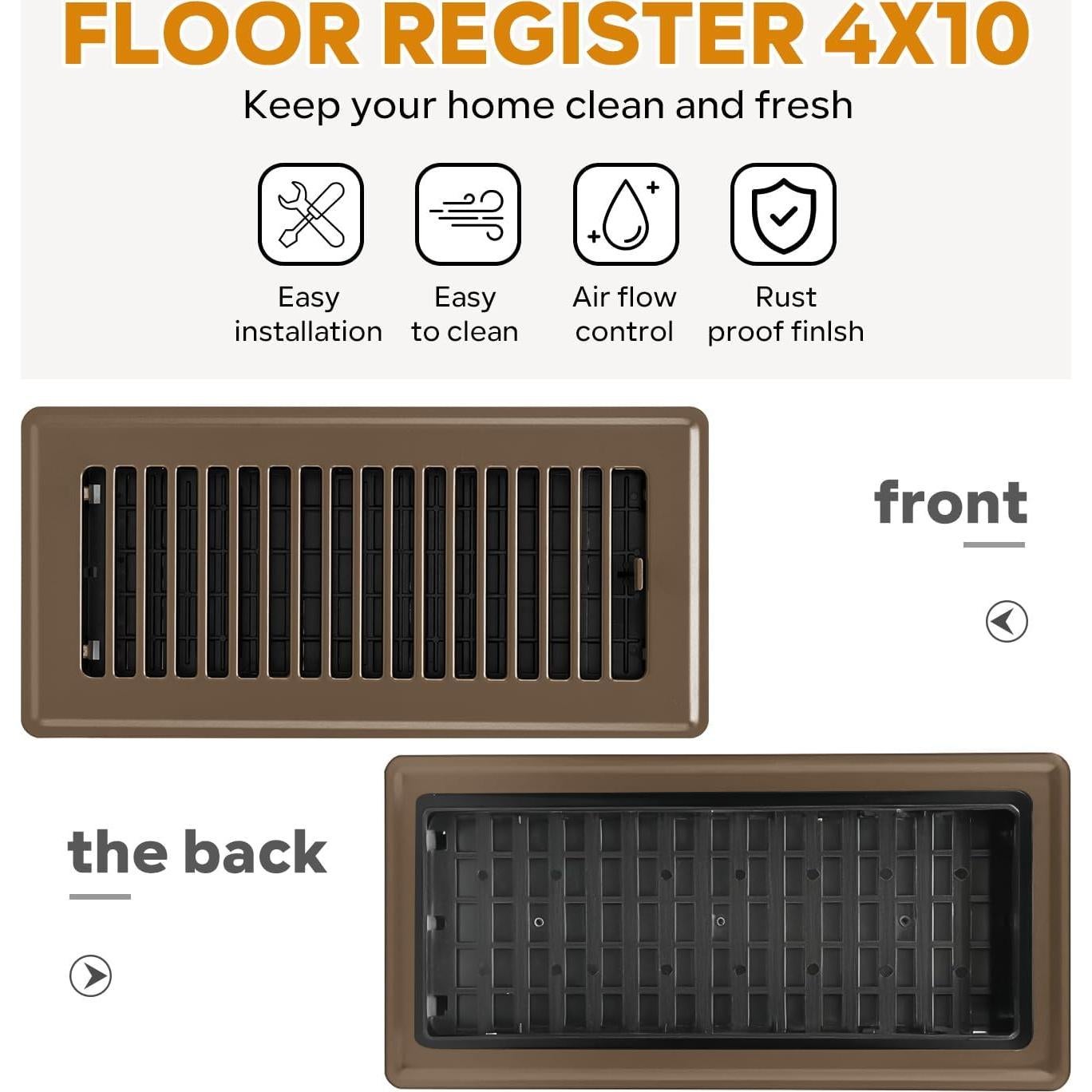 Rejilla de Piso 10x25 cm HQZHQZ - Paquete de 12 Cubiertas de Ventilación