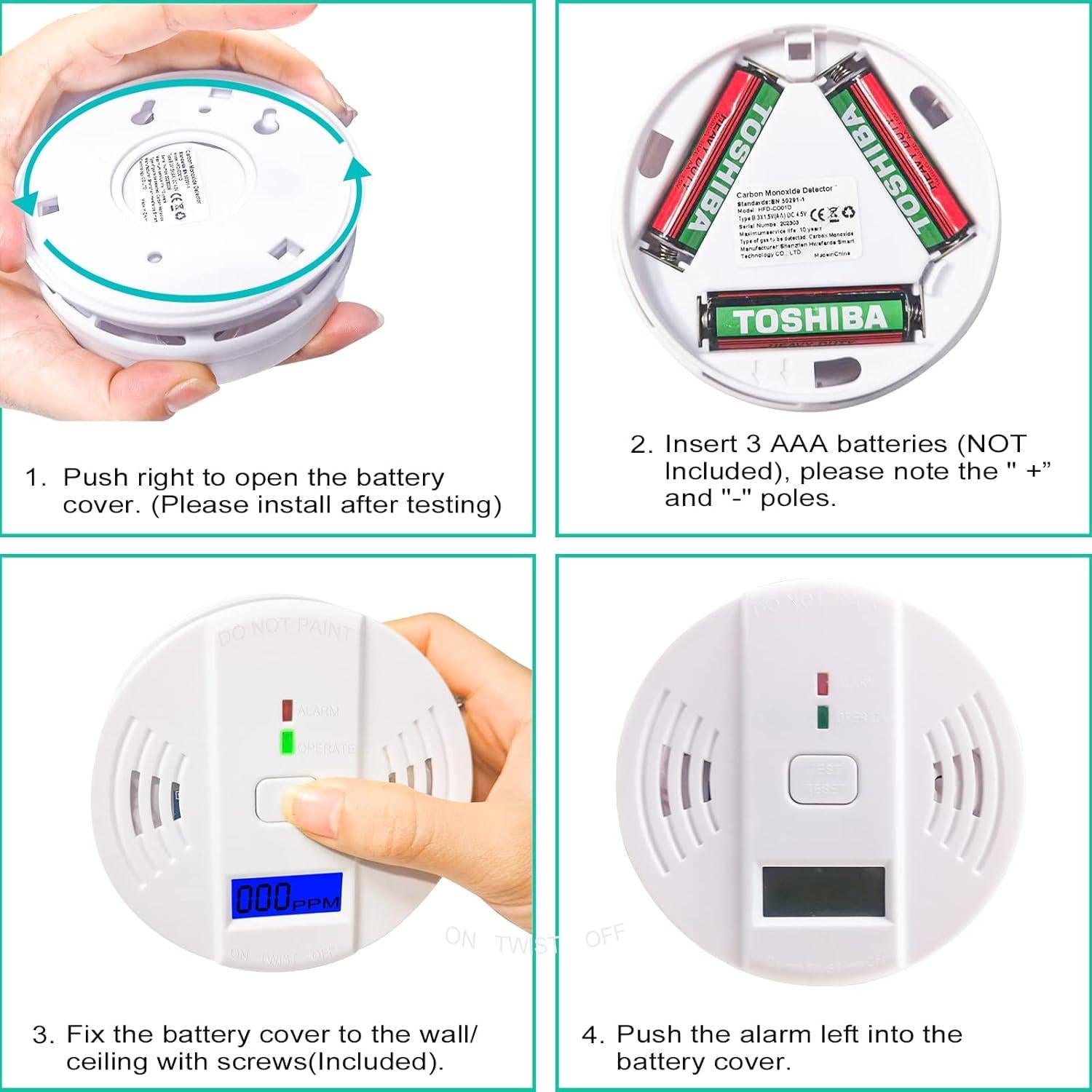 Detector de Monóxido de Carbono JYSONGHU HFD-CO01D con Pantalla LCD