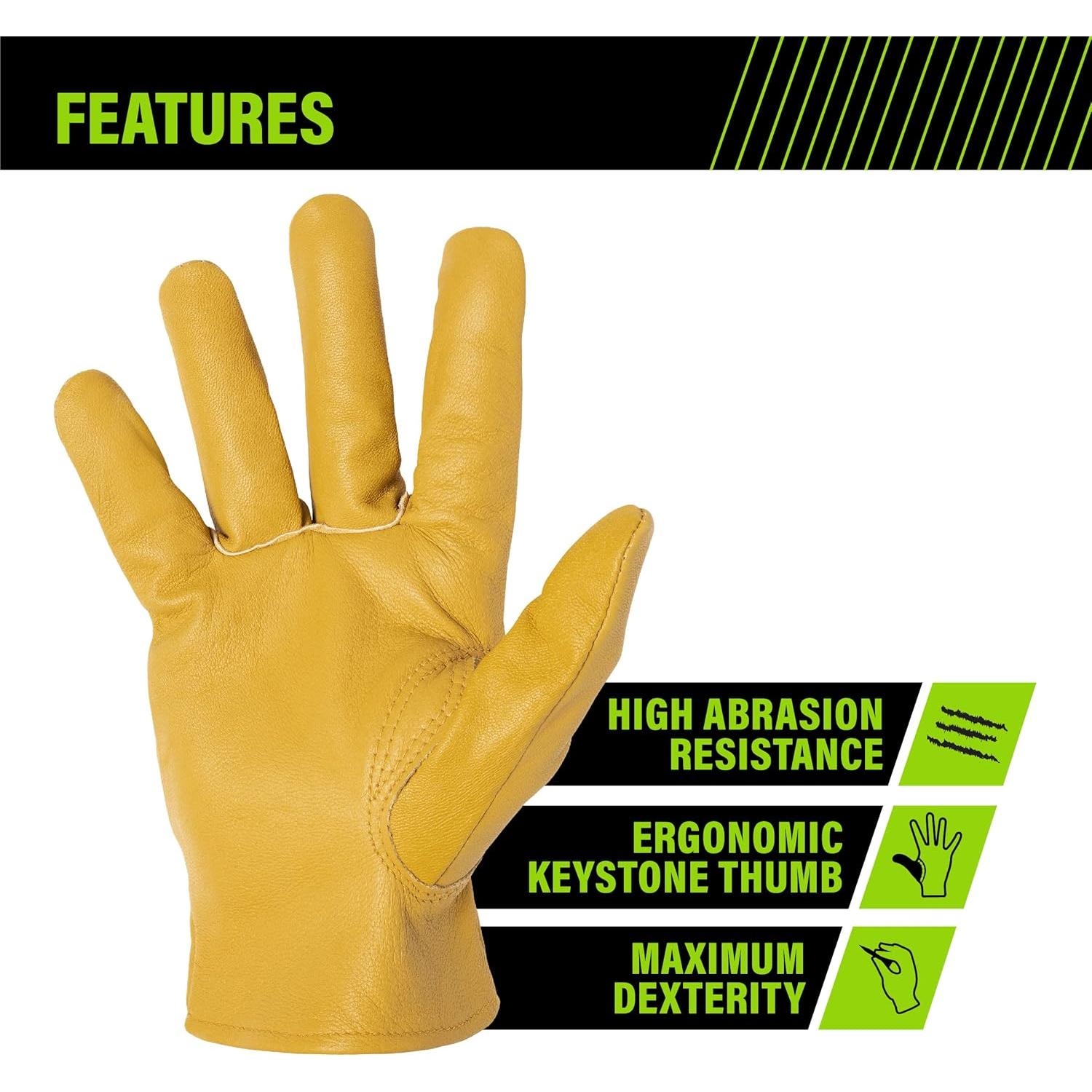 Guantes de Trabajo AWP de Cuero de Cabra Grande Marrón