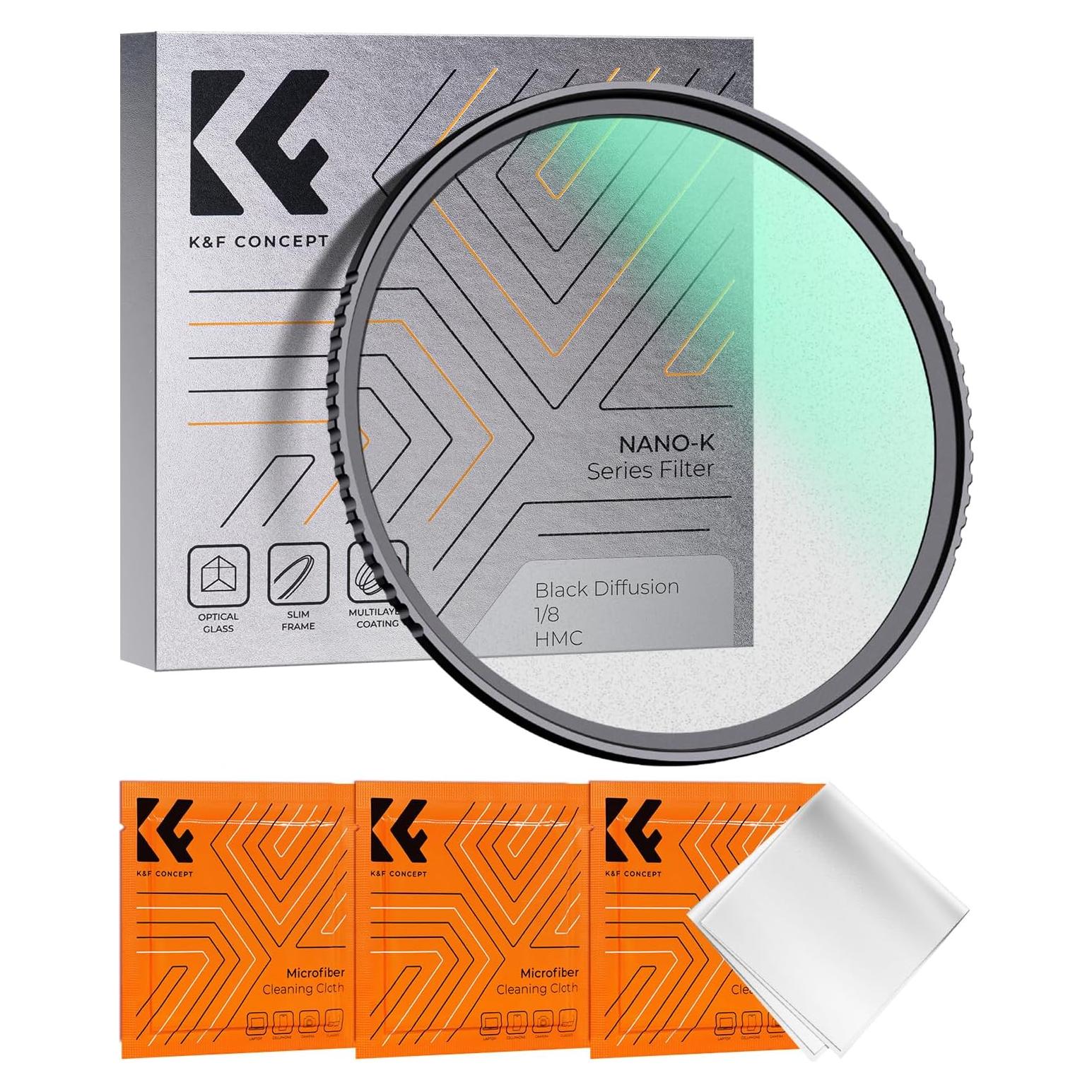 Filtro de Difusión Negra 1/8 K&F Concept 37mm para Video y Fotografía