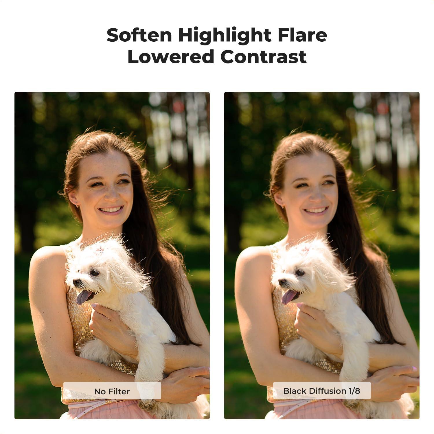 Filtro de Difusión Negra 1/8 K&F Concept 37mm para Video y Fotografía