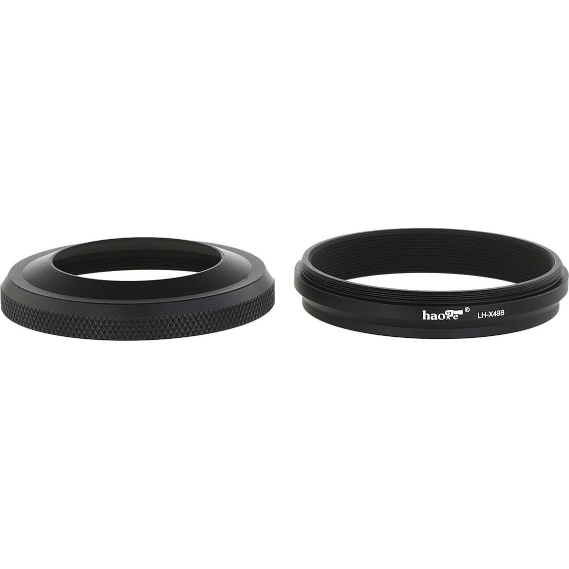 Capucha de Lente Haoge LH-X49B + Anillo Adaptador para Fujifilm