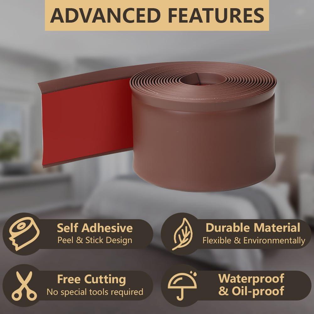 Moldura de Zócalo Flexible Autoadhesiva Lifronkit 4x6.1m Marrón