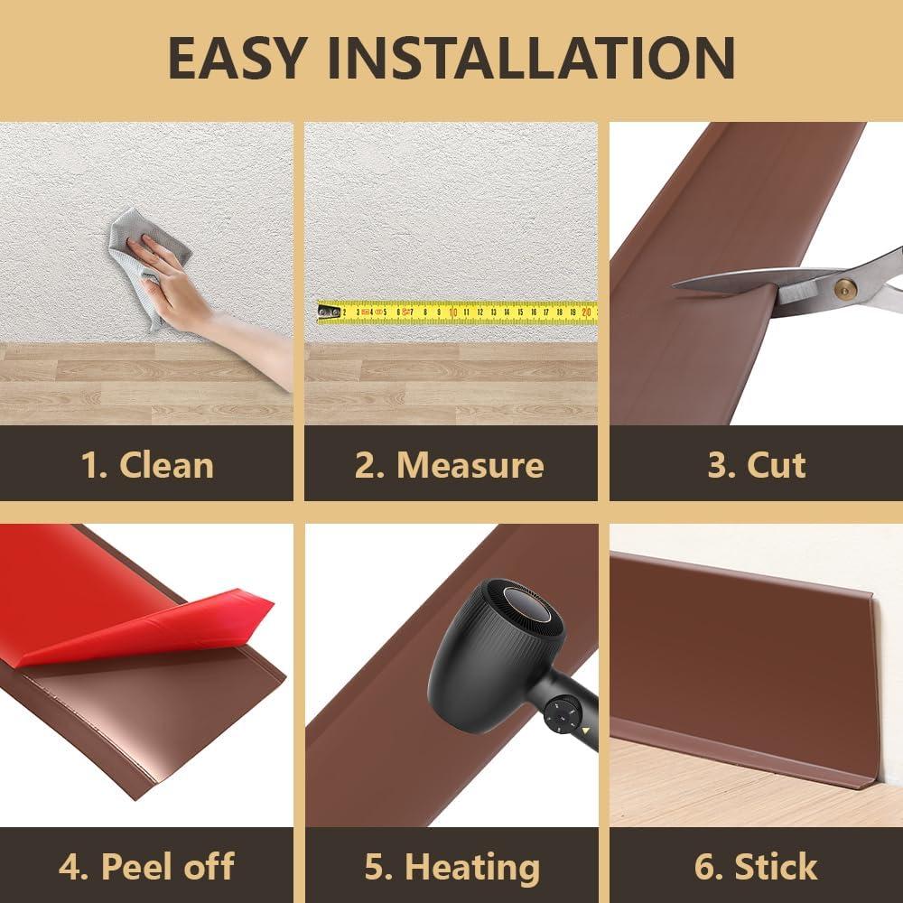 Moldura de Zócalo Flexible Autoadhesiva Lifronkit 4x6.1m Marrón