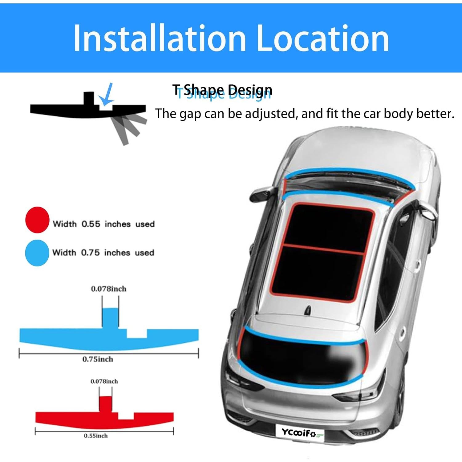 Sello de goma para parabrisas YCooiFo 14mm 11.5 pies