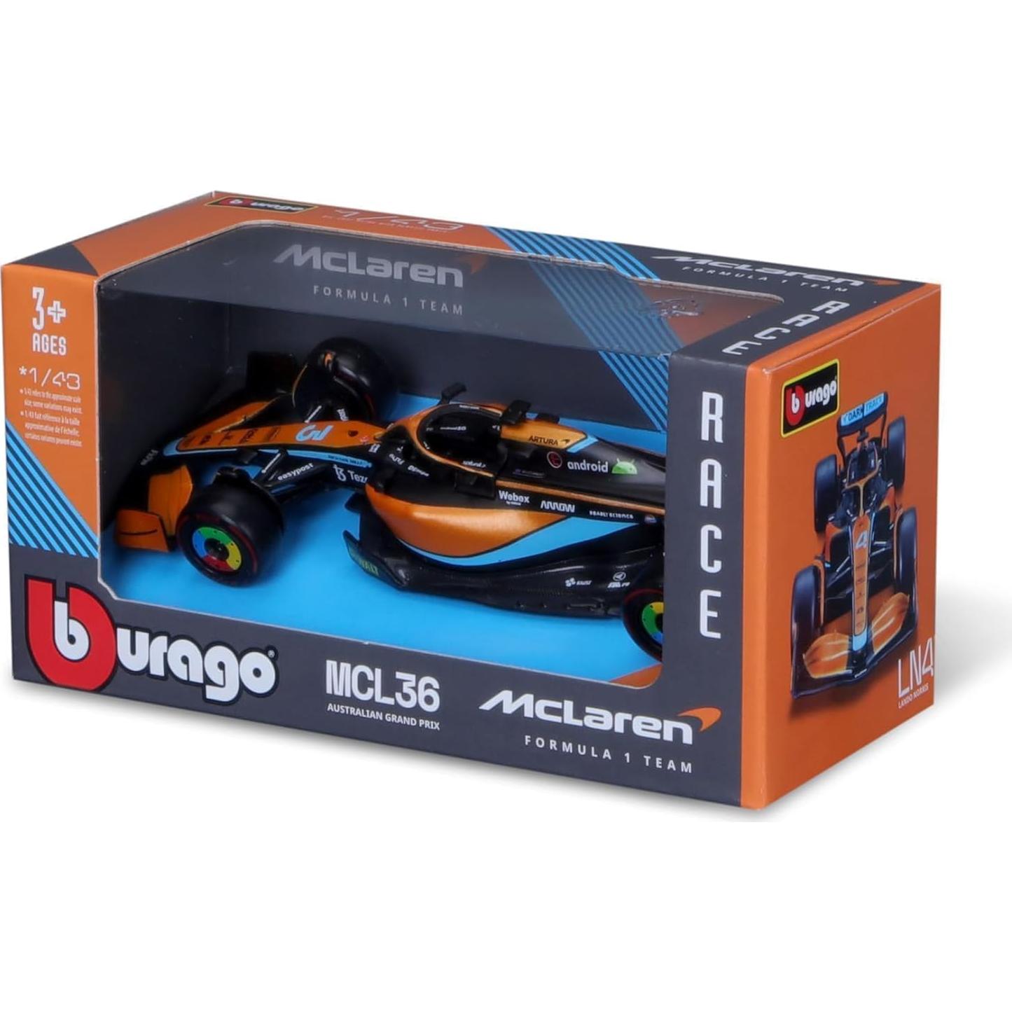 Bburago Modelo Coche Diecast 1/43 McLaren F1 MCL36 #3 Ricciardo