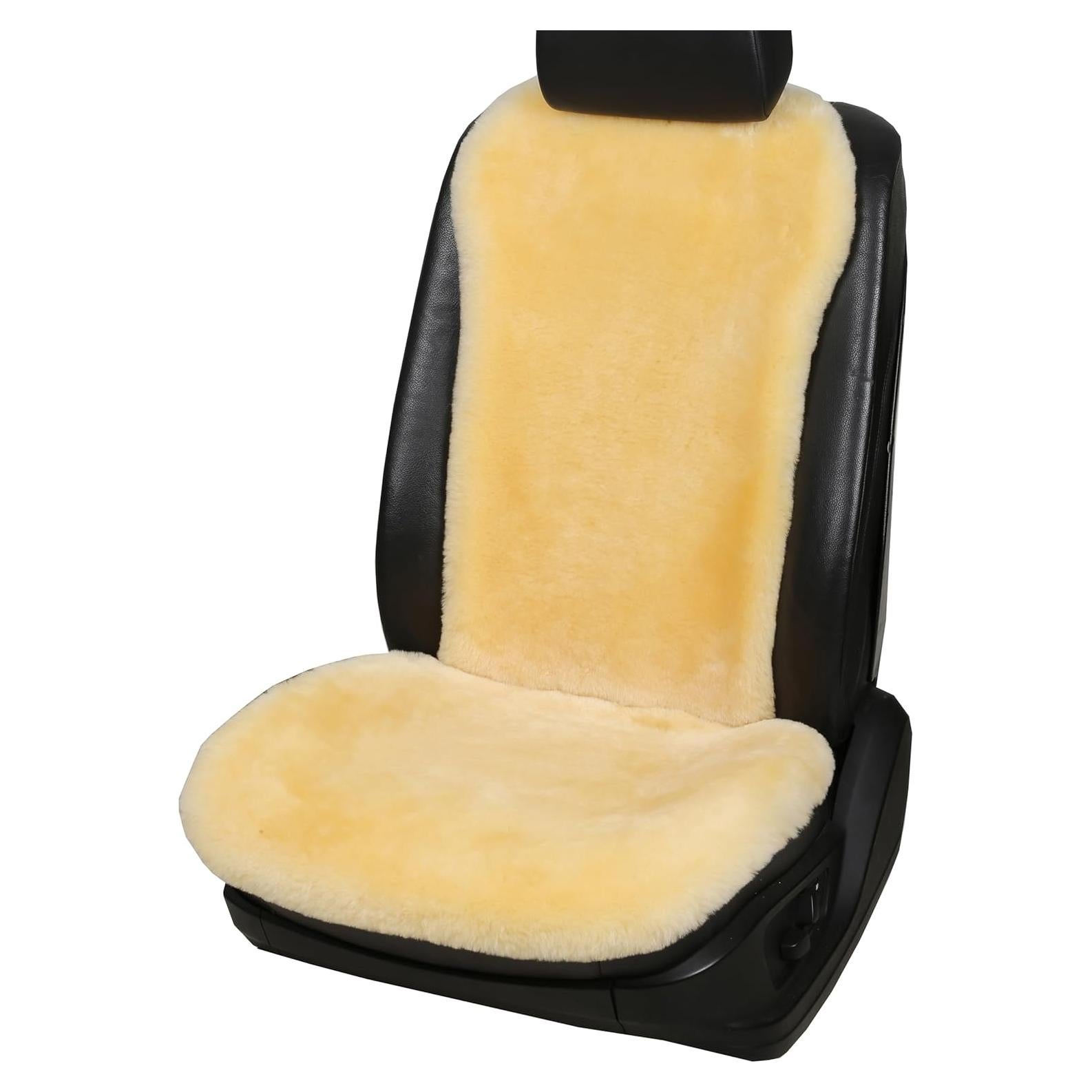 Funda de Asiento de Auto Dotesy de Piel de Oveja Natural Beige