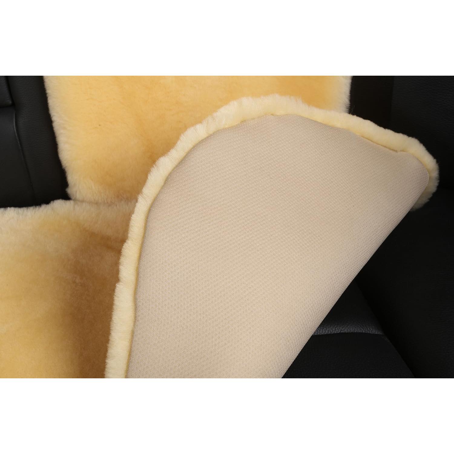 Funda de Asiento de Auto Dotesy de Piel de Oveja Natural Beige