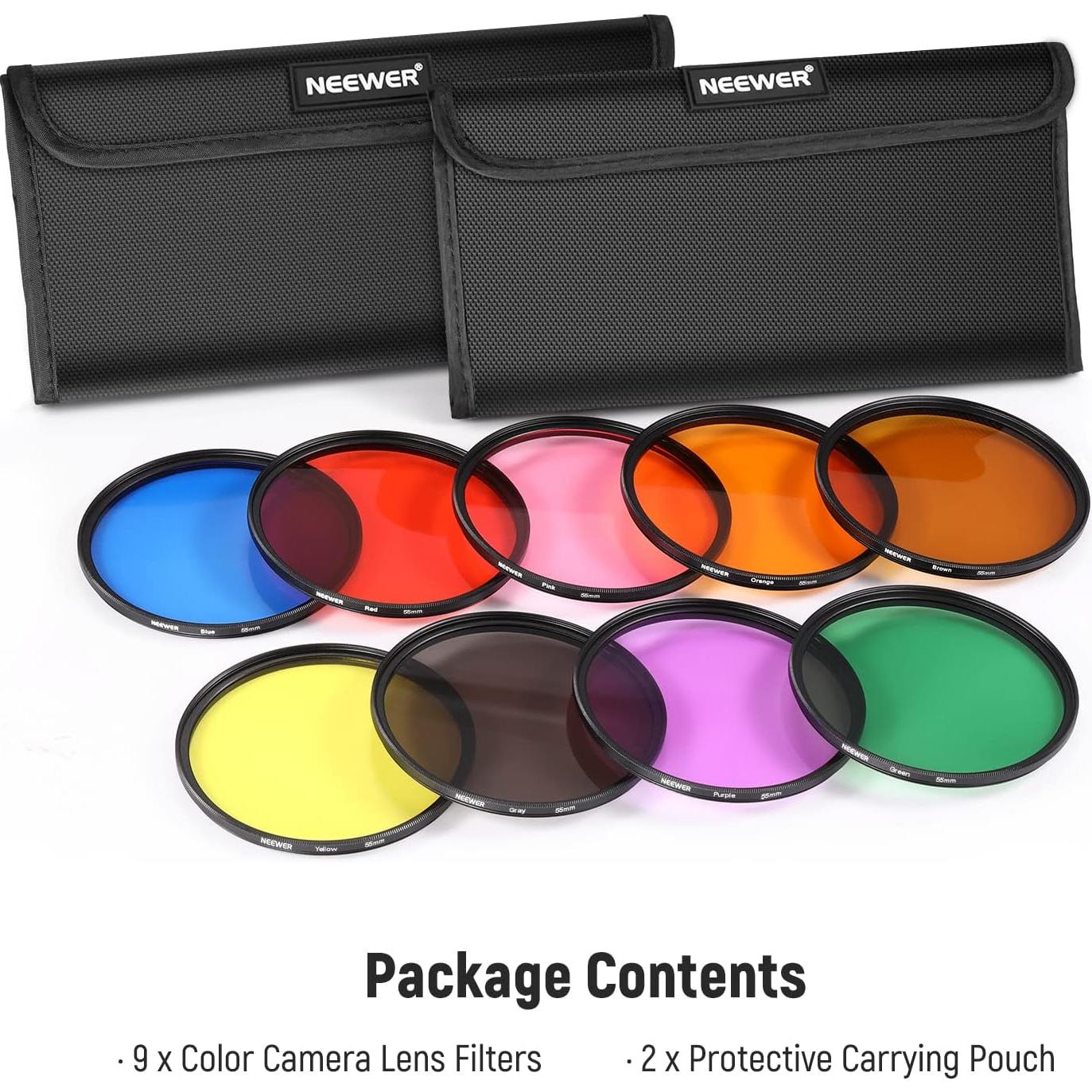 Kit de 9 Filtros de Resina 55mm NEEWER con Fundas