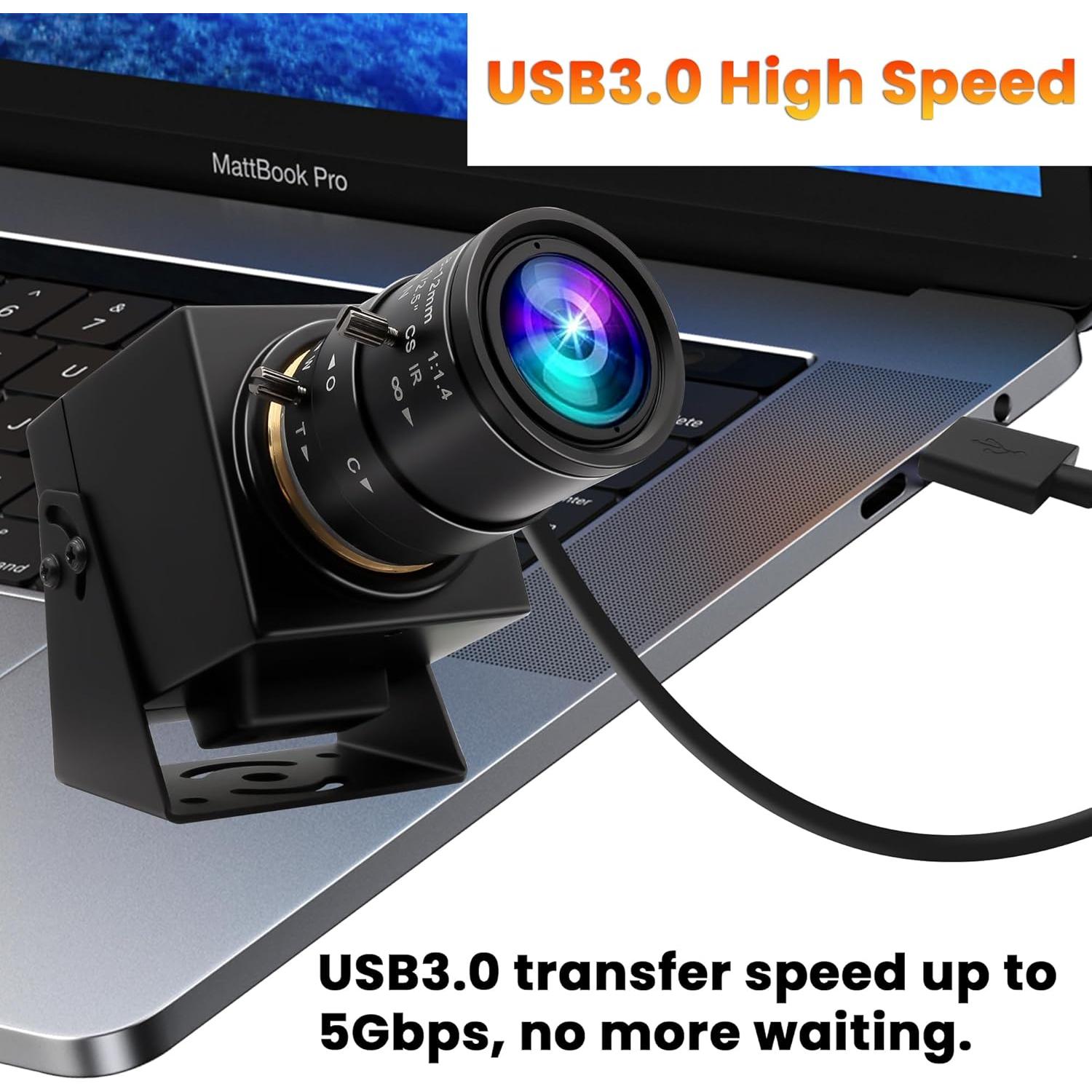 Cámara Web ELP 4K USB 3.0 HDMI 60fps Lente Zoom 5-50mm