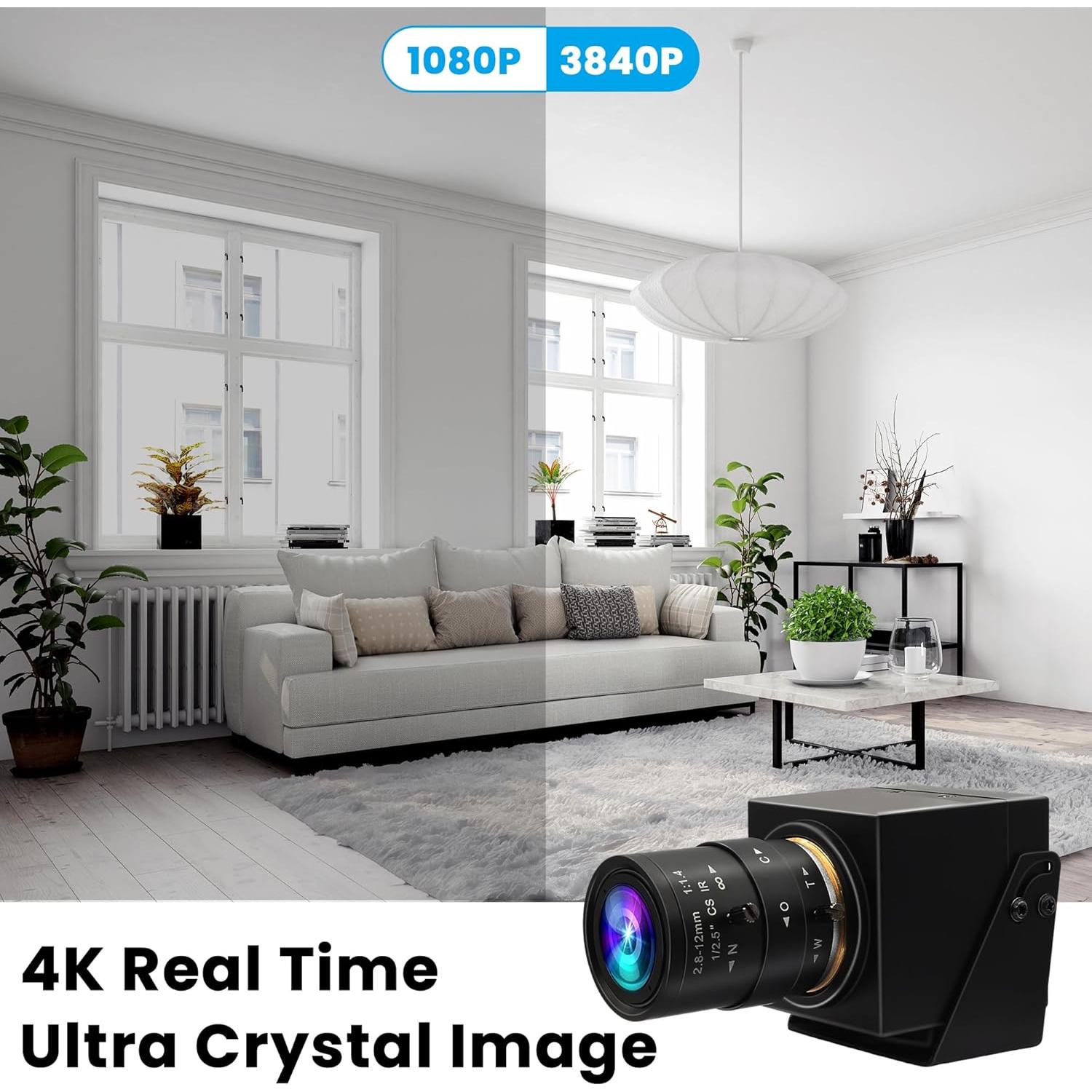 Cámara Web ELP 4K USB 3.0 HDMI 60fps Lente Zoom 5-50mm