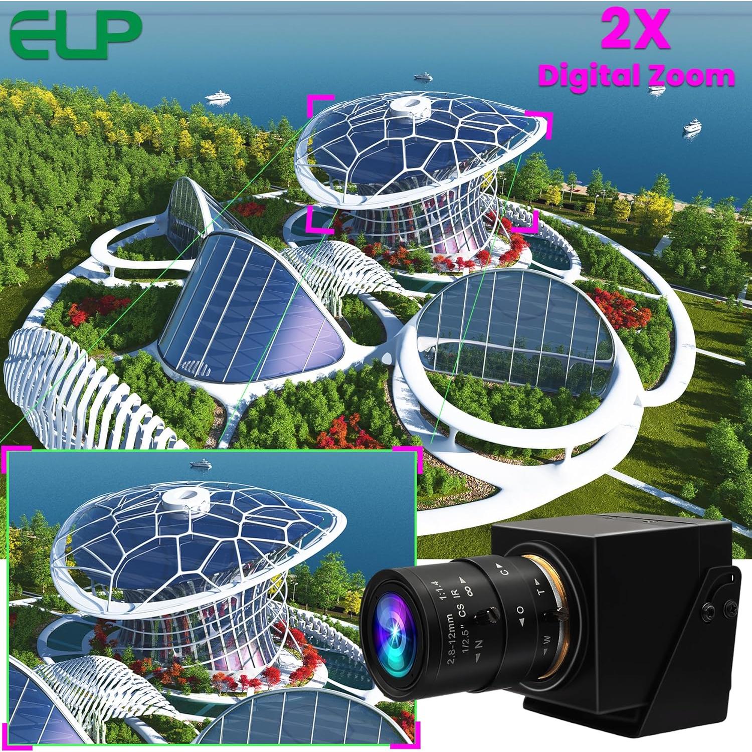 Cámara Web ELP 4K USB 3.0 HDMI 60fps Lente Zoom 5-50mm