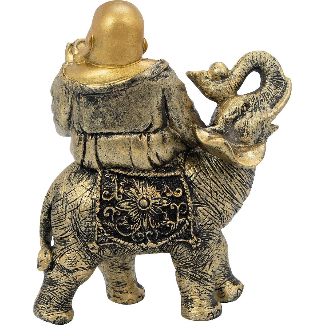 Estatua Buda Risueño sobre Elefante YINASI 11x6.5x17cm