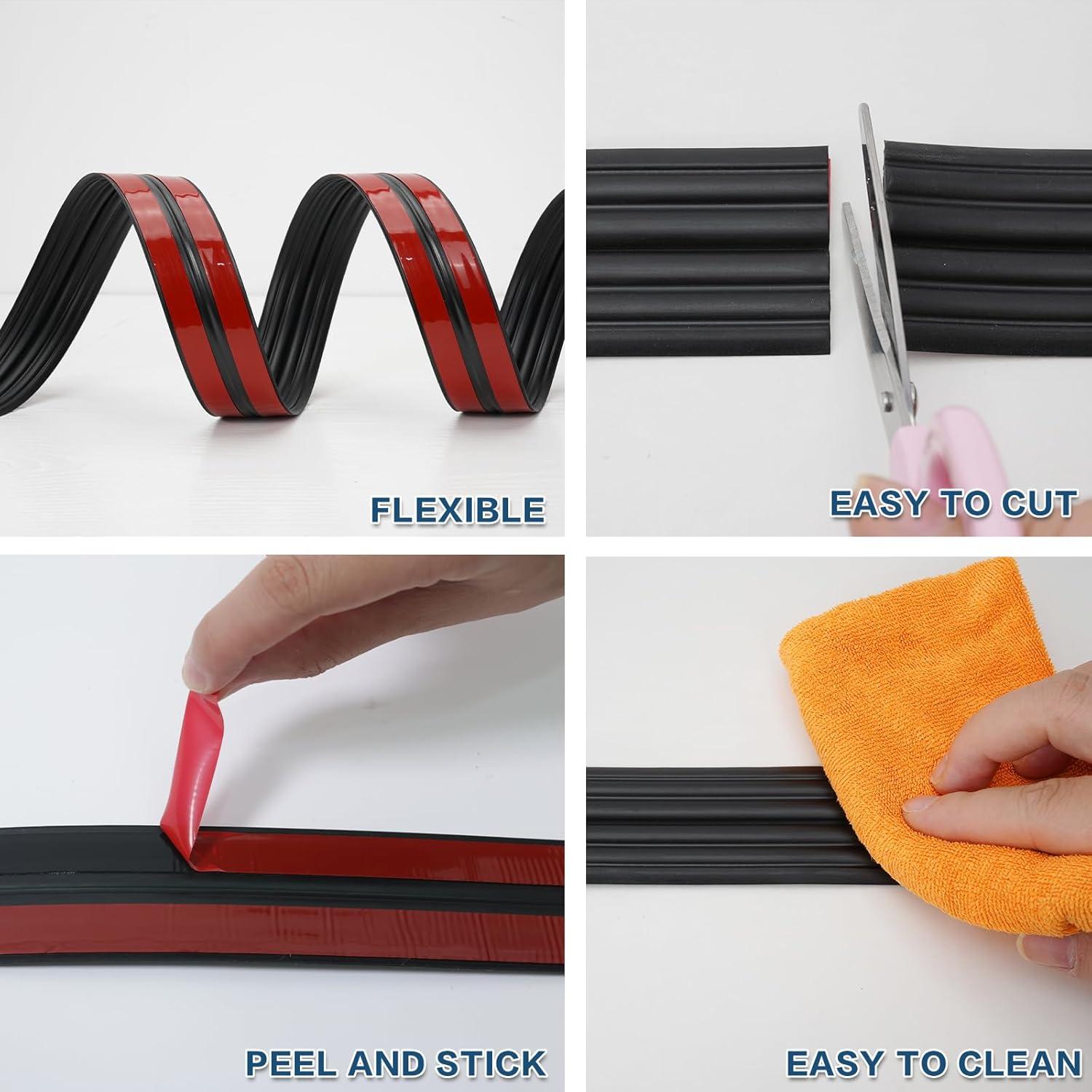 Moldura Flexible ZOWZOW 3 m Negra Peel and Stick para Esquinas