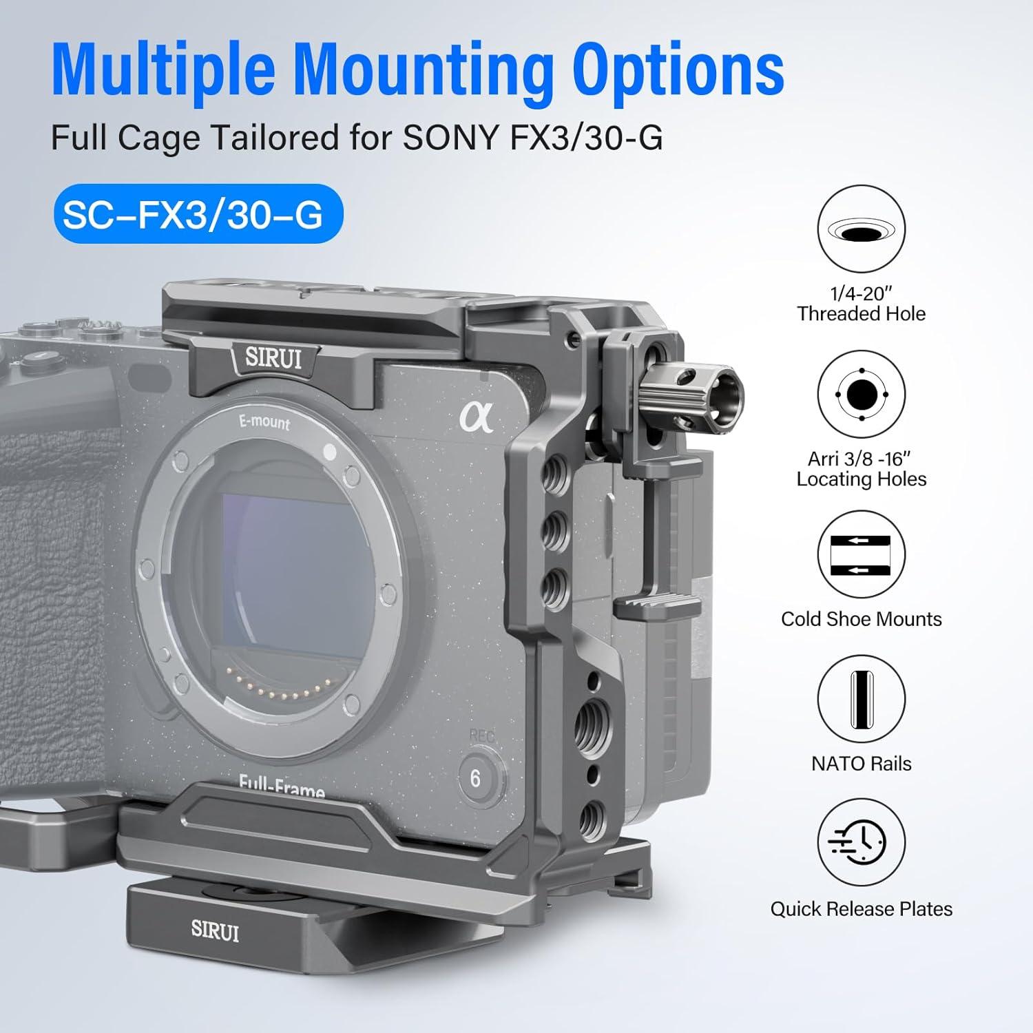 Jaula de Cámara SIRUI para Sony FX3 FX30 con Correa y Accesorios