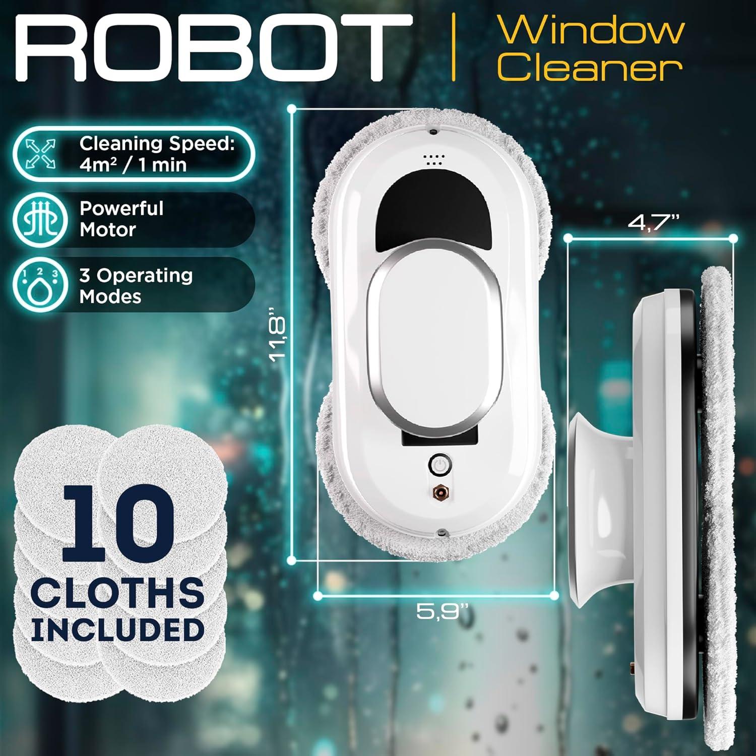 Robot Limpiador de Ventanas APQ Supply W100 Blanco 30x15 cm