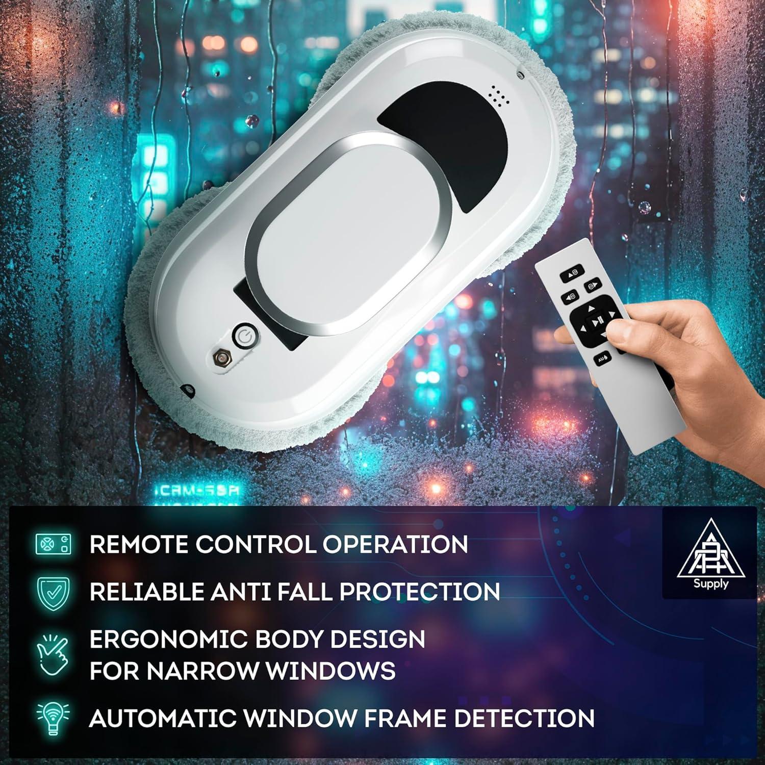 Robot Limpiador de Ventanas APQ Supply W100 Blanco 30x15 cm