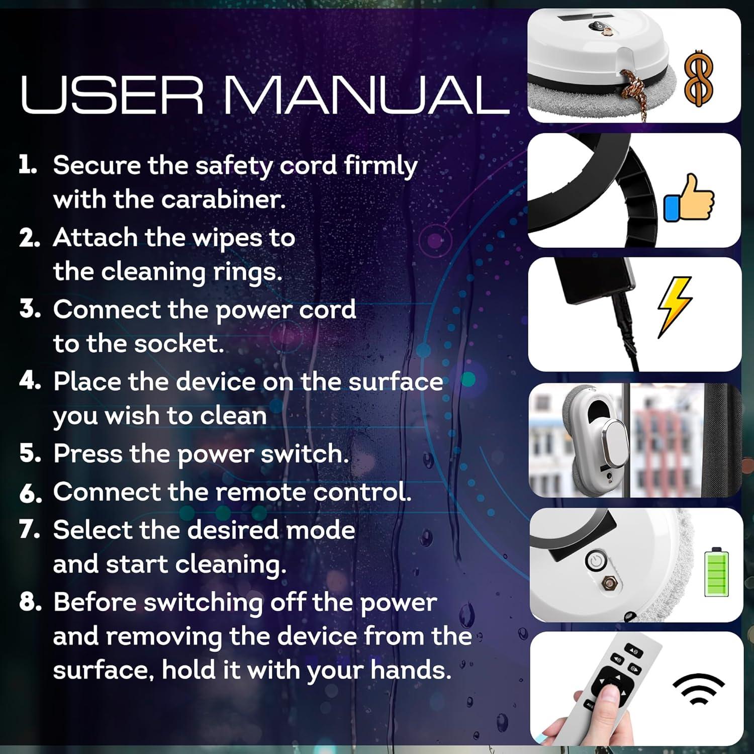 Robot Limpiador de Ventanas APQ Supply W100 Blanco 30x15 cm