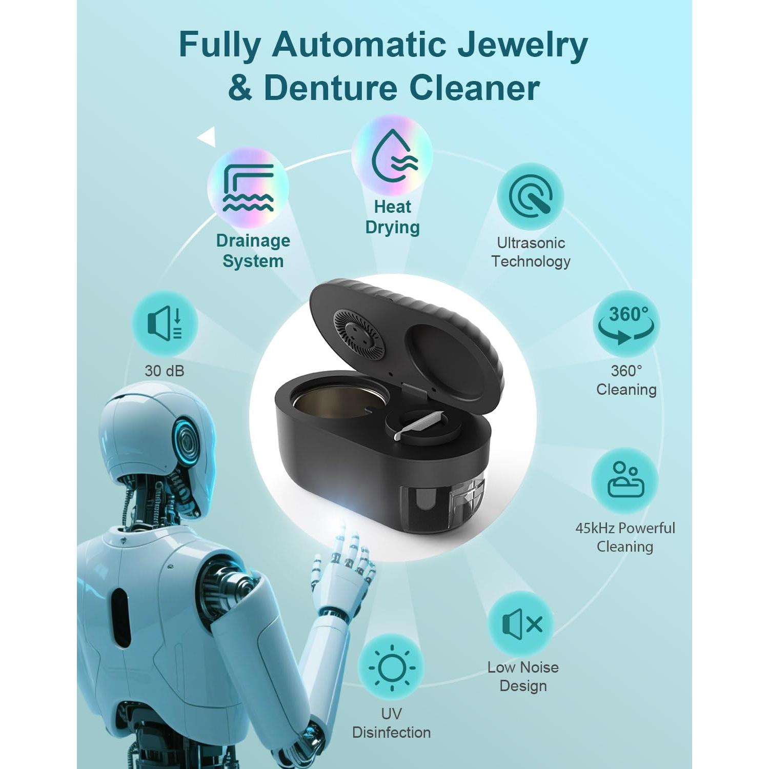 Limpiador Ultrasónico de Joyas Pixosn 200ml Acero Inoxidable