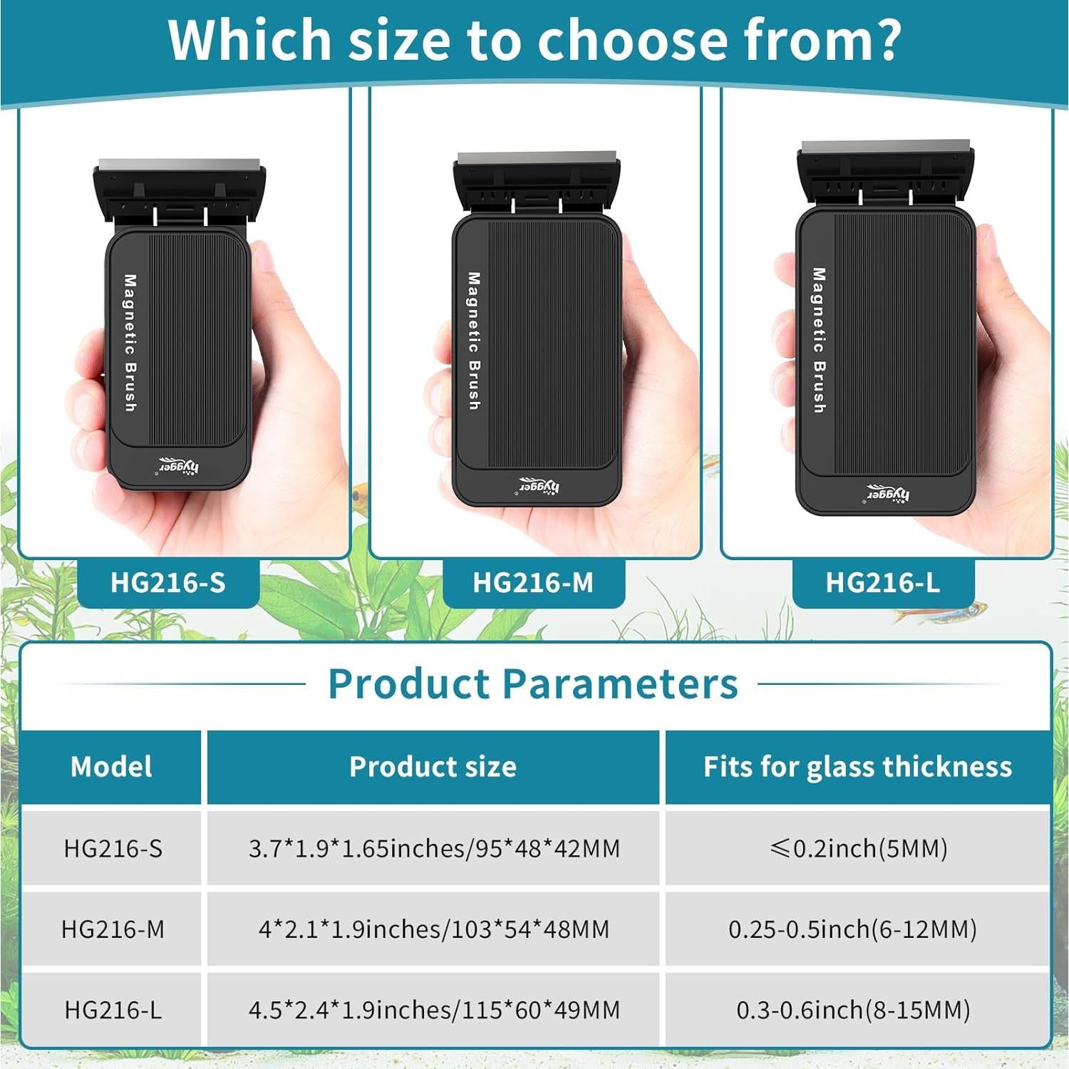 Limpiador Magnético para Acuarios Hygger M 0.64-1.27 cm