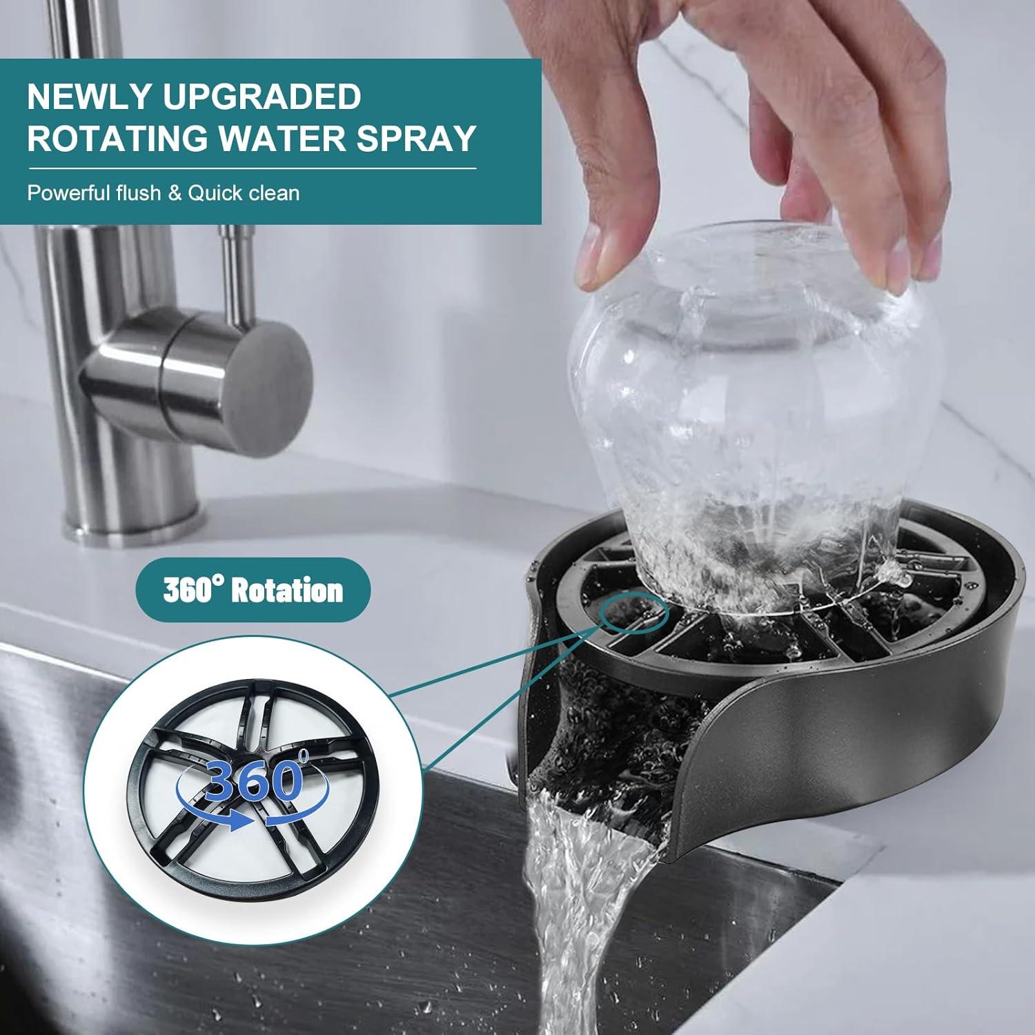 Enjuagador de Vidrio MQFORU Negro con Boquilla Rotativa 360°