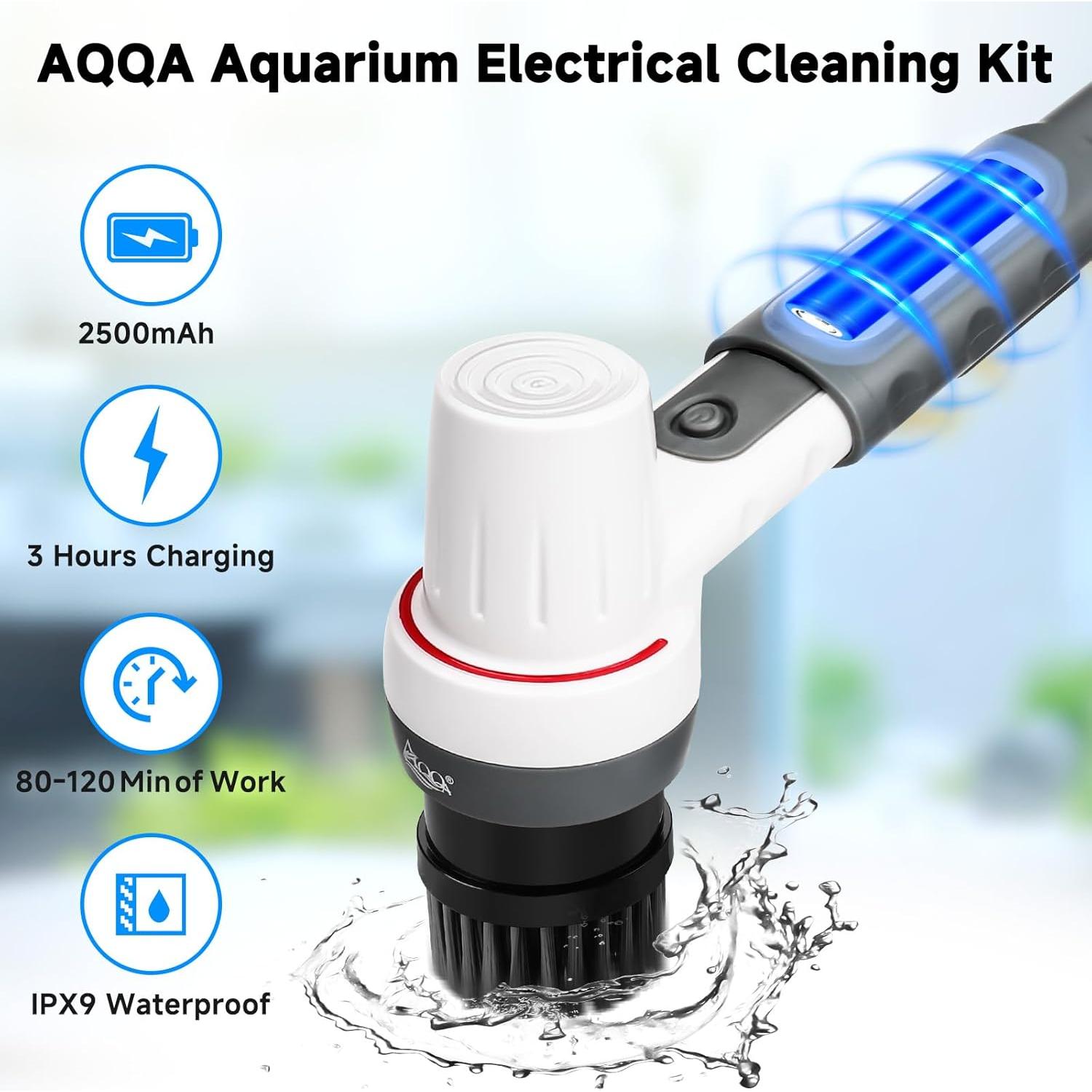 Kit de Limpieza Eléctrico AQQA 8 en 1 para Acuarios IPX9