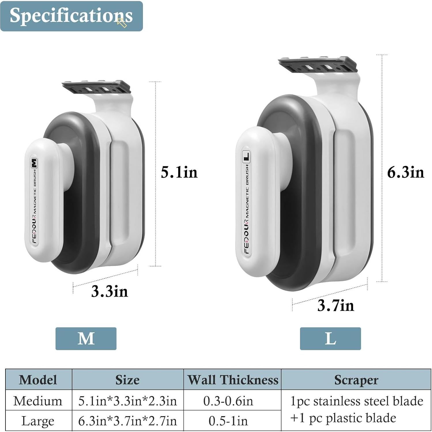 Limpiador Magnético para Acuarios FEDOUR Grande 0.5-2.5cm