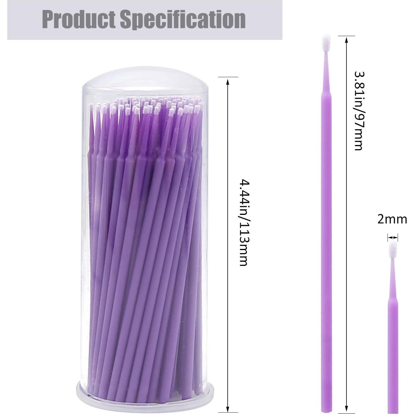 Pinceles de Retoque Automotriz Saihisday 1.5mm Púrpura - 100 Piezas