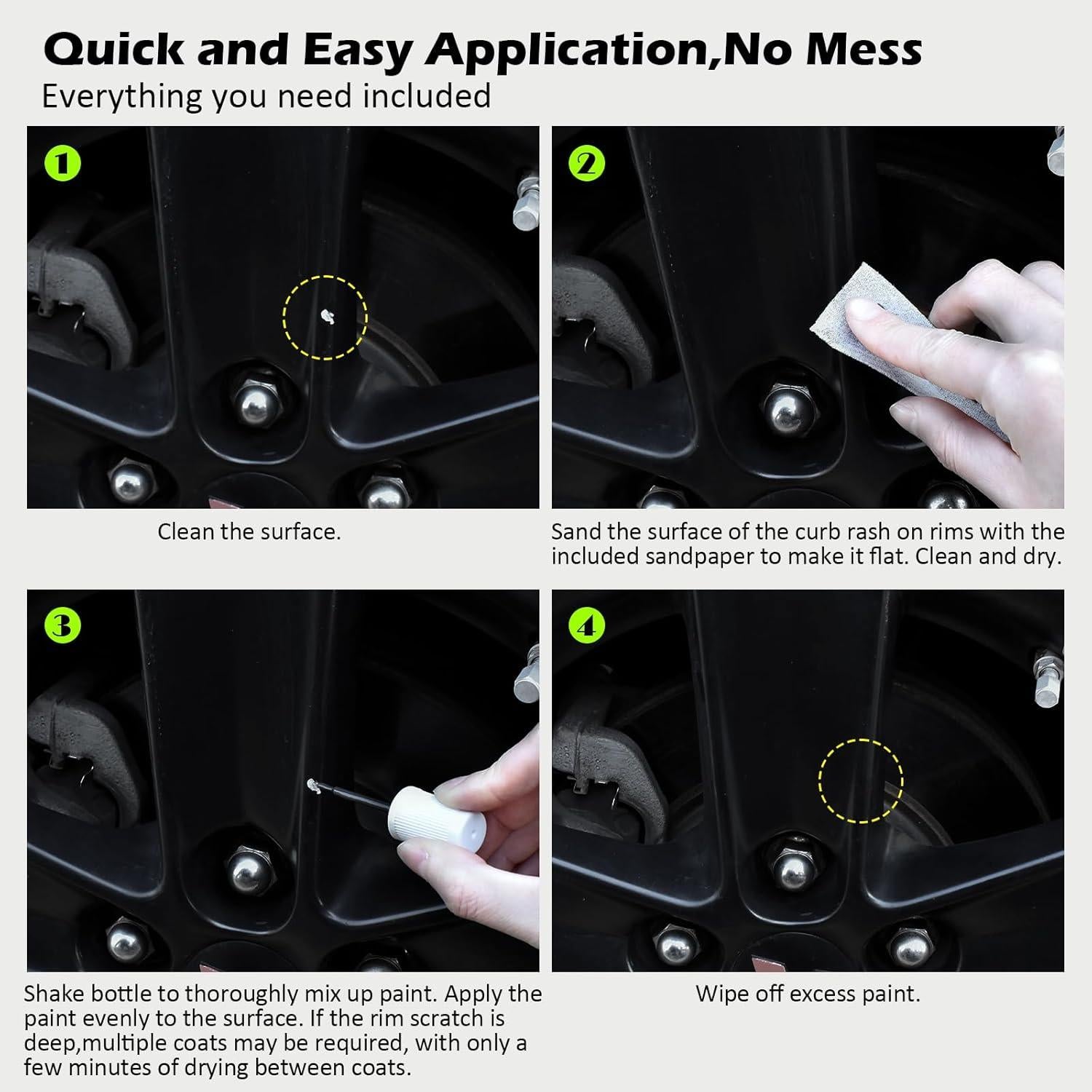 Pintura de Retoque para Llantas FOLLOWIN 30ml Negro Mate