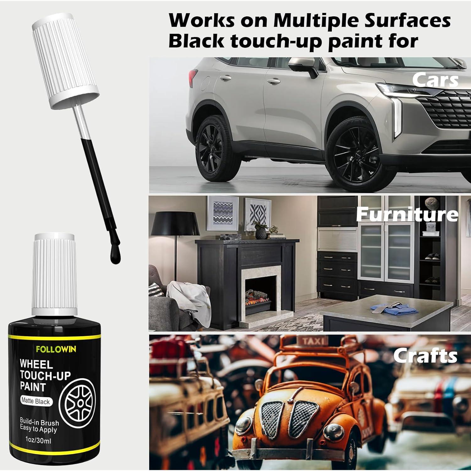 Pintura de Retoque para Llantas FOLLOWIN 30ml Negro Mate