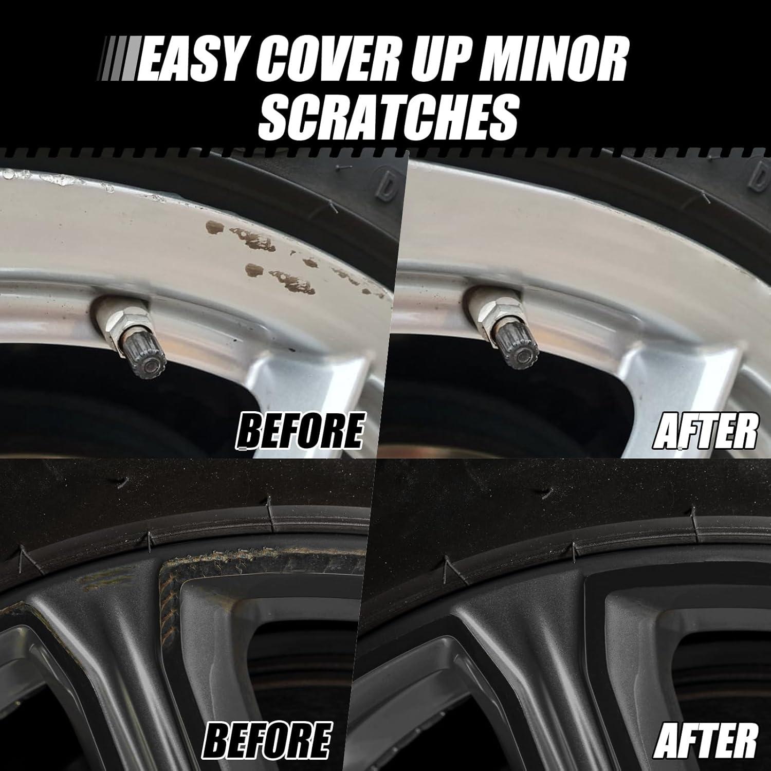 Kit de Pintura de Retoque para Llantas aqootbul Negro Brillante