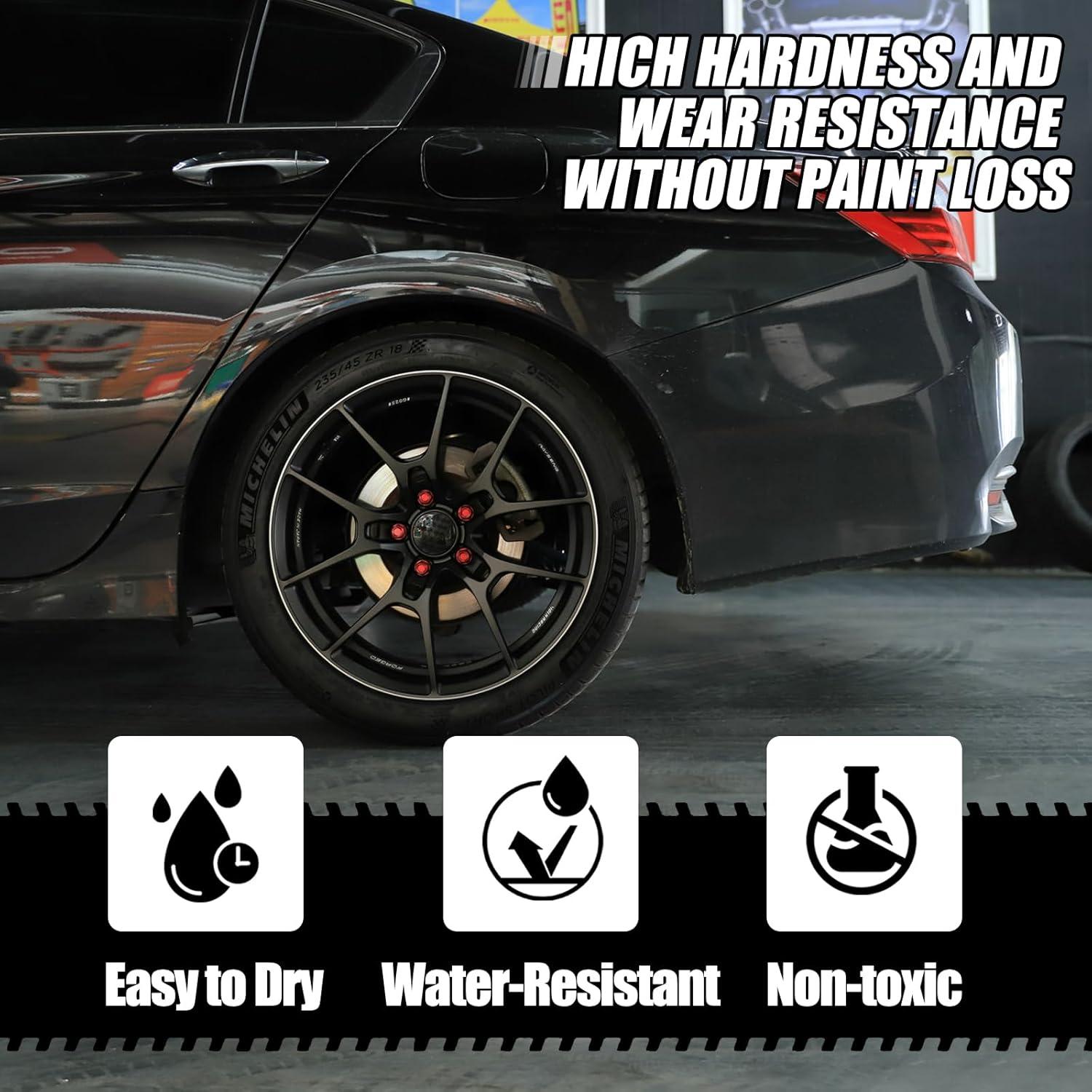 Kit de Pintura de Retoque para Llantas aqootbul Negro Brillante