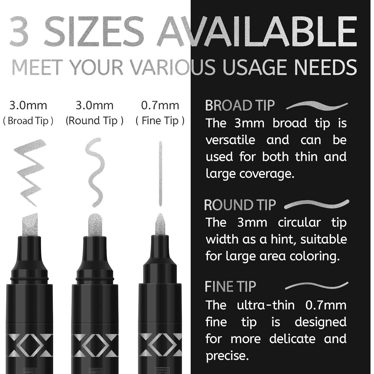 Marcadores Cromados Líquidos BIGTHUMB 3Pcs Plata 0.7-5mm