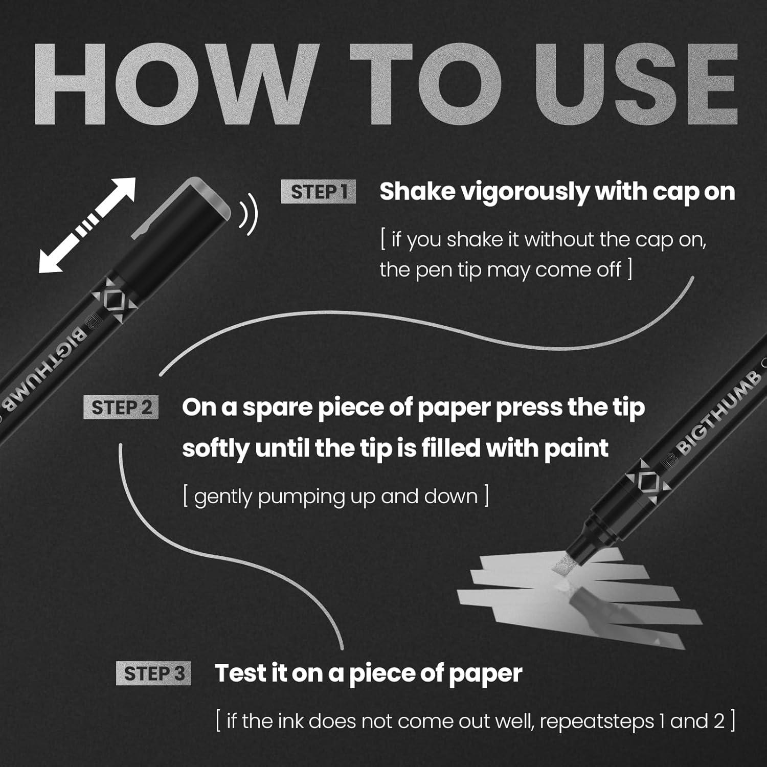 Marcadores Cromados Líquidos BIGTHUMB 3Pcs Plata 0.7-5mm