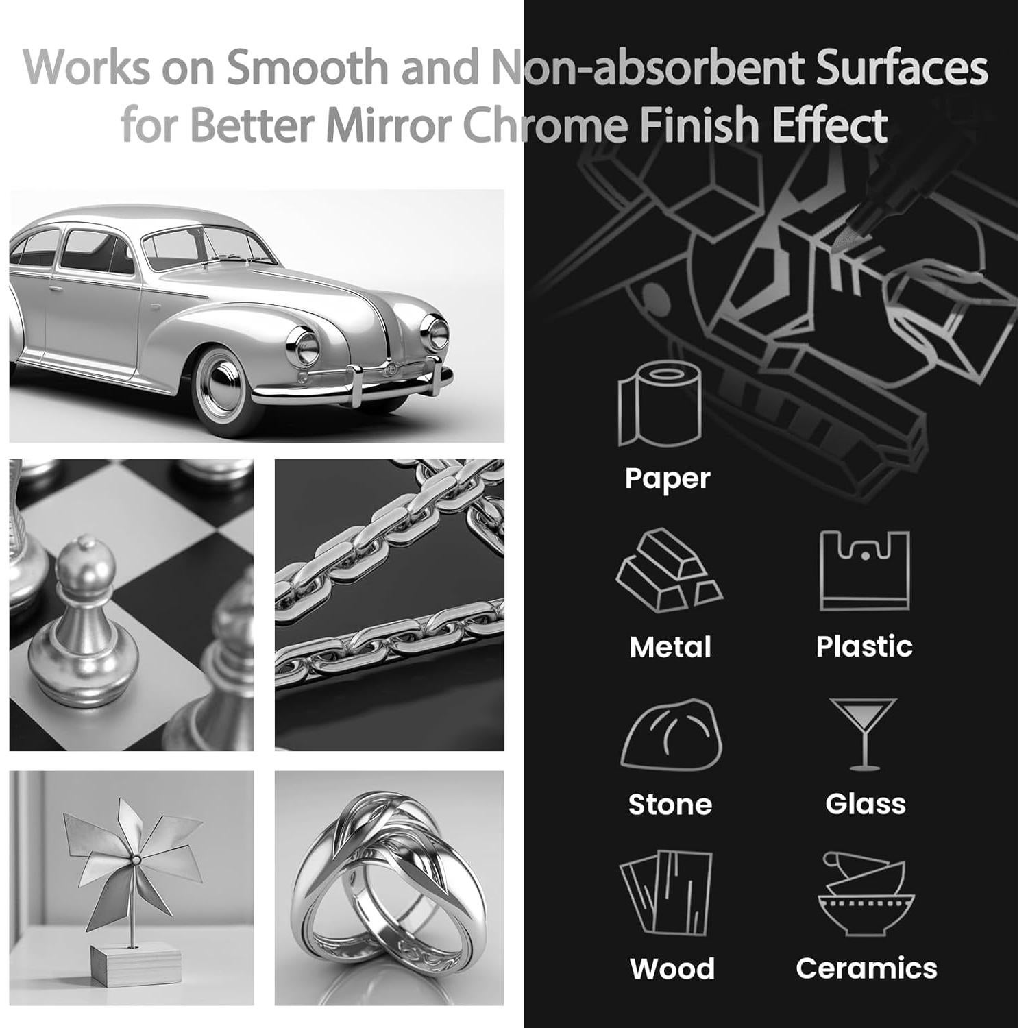 Marcadores Cromados Líquidos BIGTHUMB 3Pcs Plata 0.7-5mm