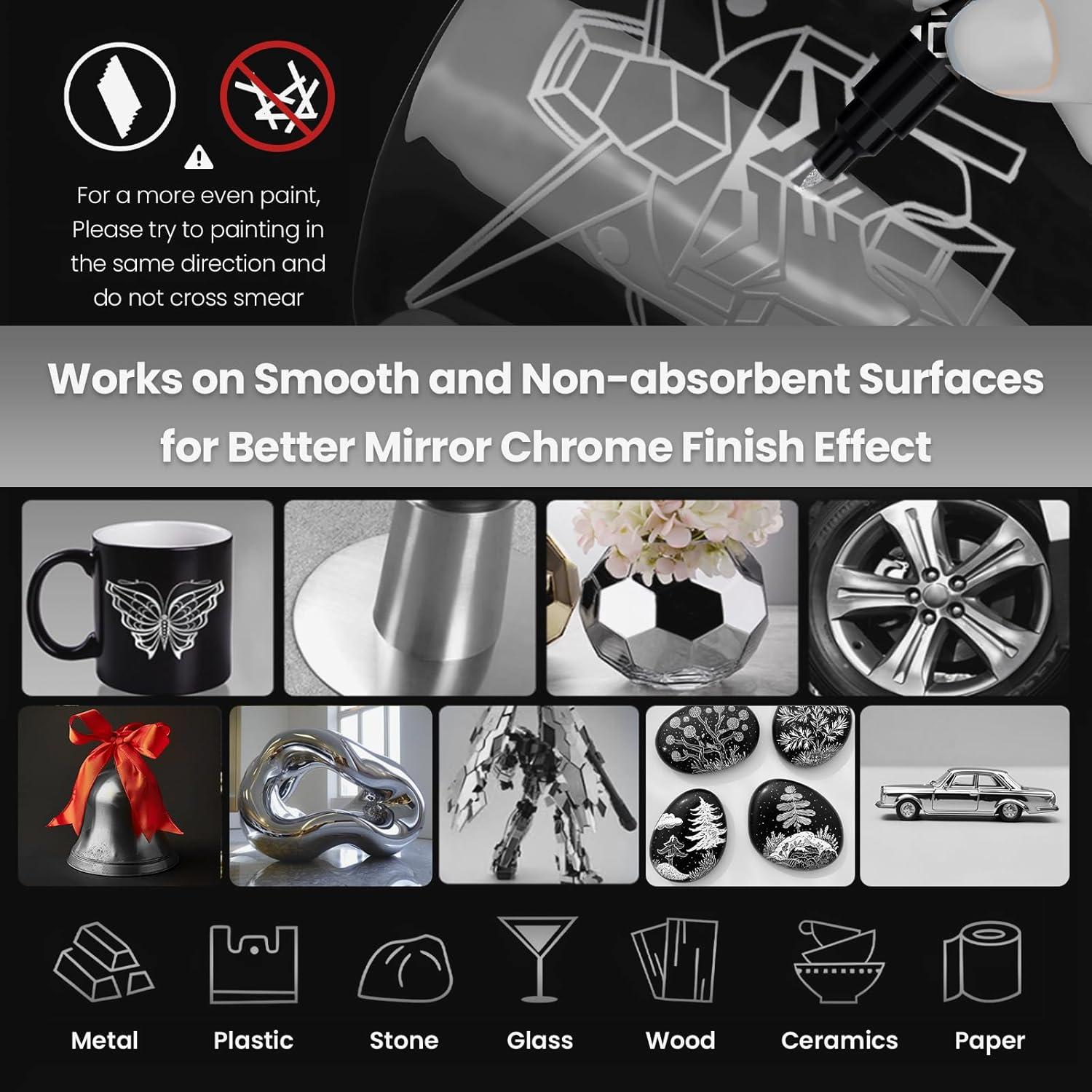 Marcadores Cromados Líquidos BIGTHUMB 3Pcs Plata 0.7-5mm