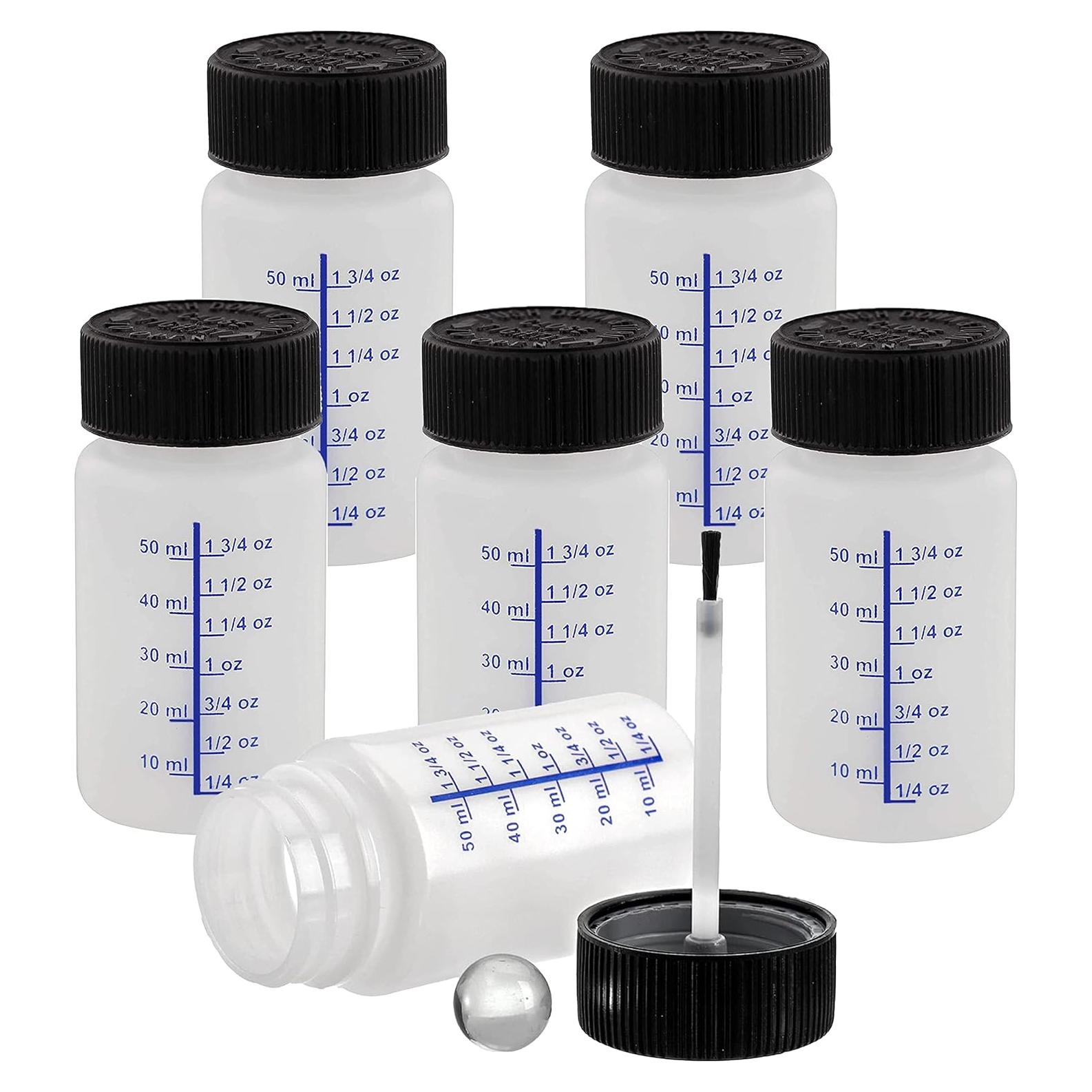 Paquete de 6 Botellas Vacías 60ml Yuanwovv con Brocha y Canica